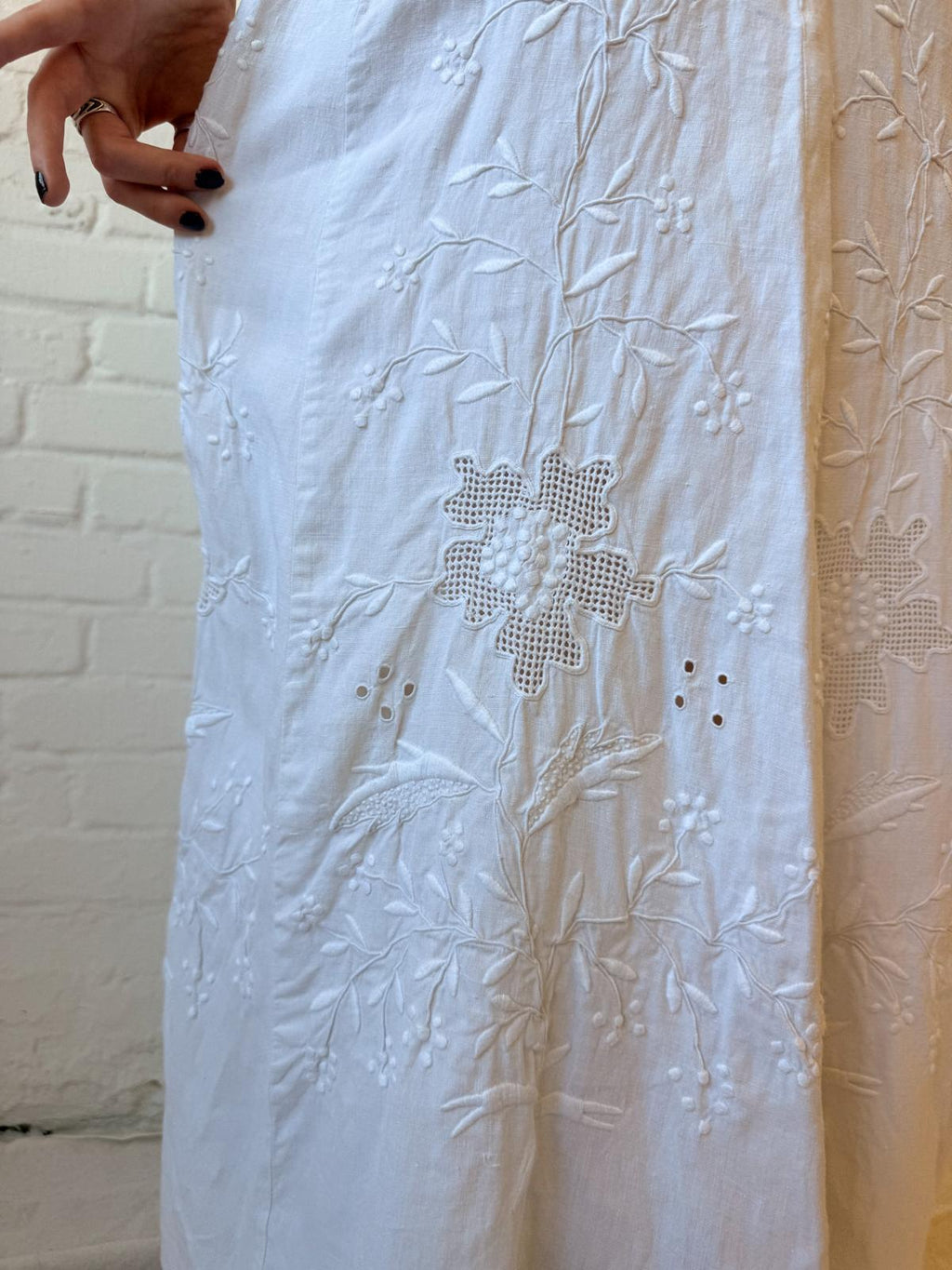 Edwardian White Embroidered Cotton Lawn Dress