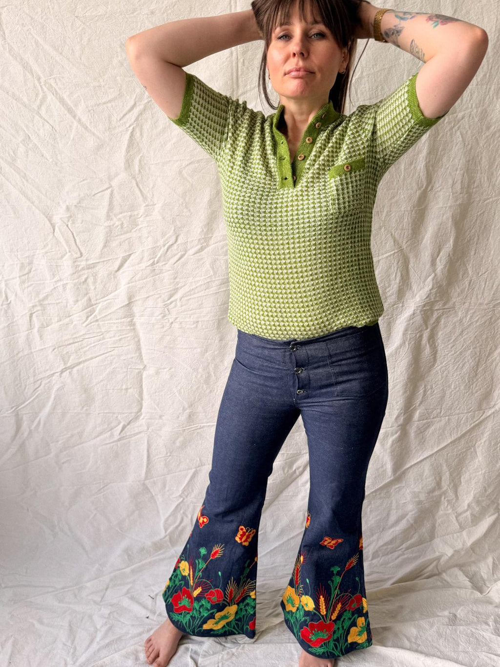 Late 1960s/ early 1970s Fiorucci Embroidered Flare Jeans