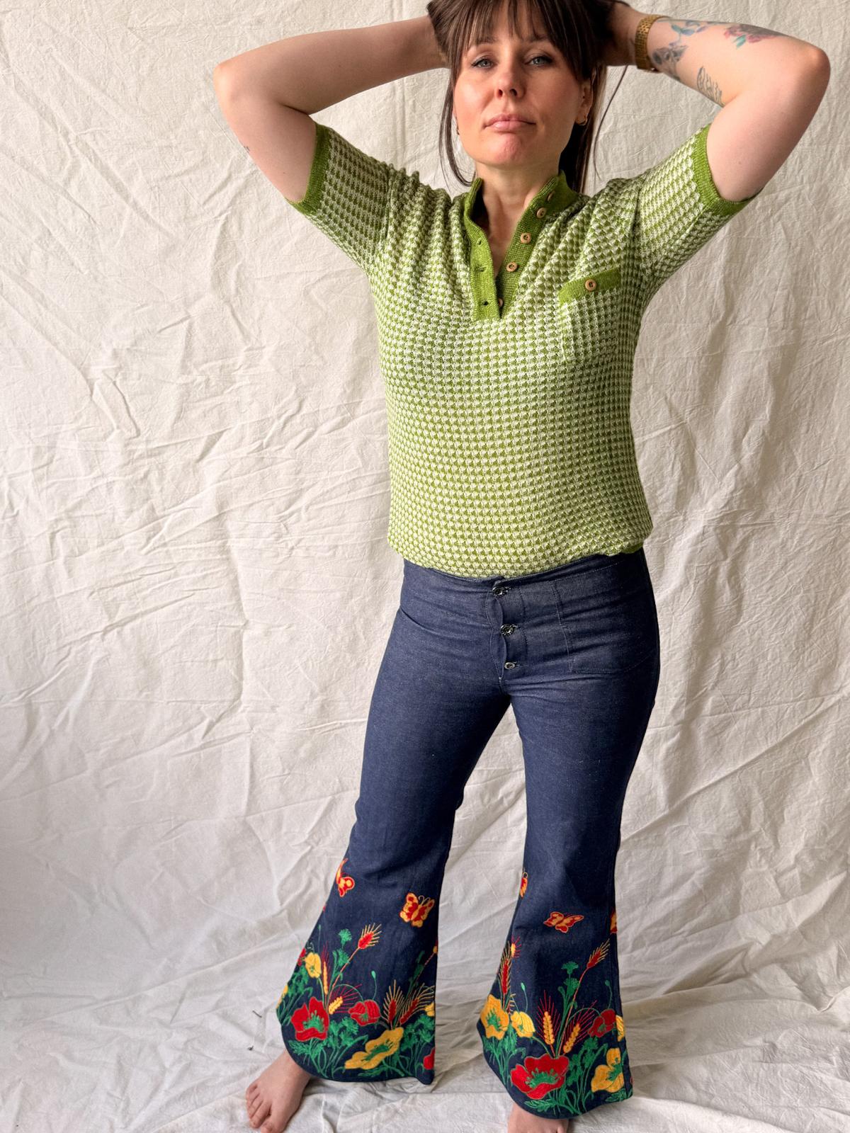 Late 1960s/ early 1970s Fiorucci Embroidered Flare Jeans