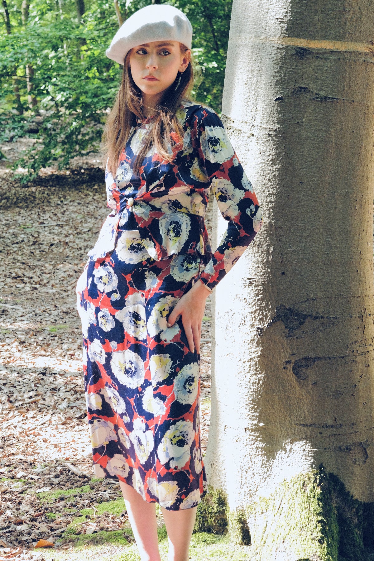 1930s Liquid Silk Floral Two-Piece