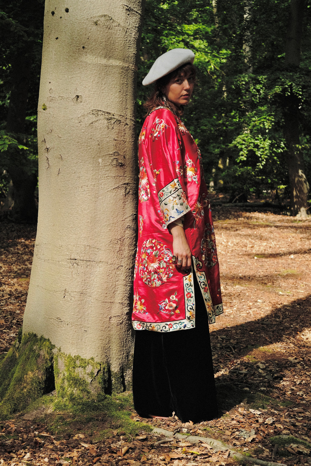Midcentury Silk Embroidered Robe