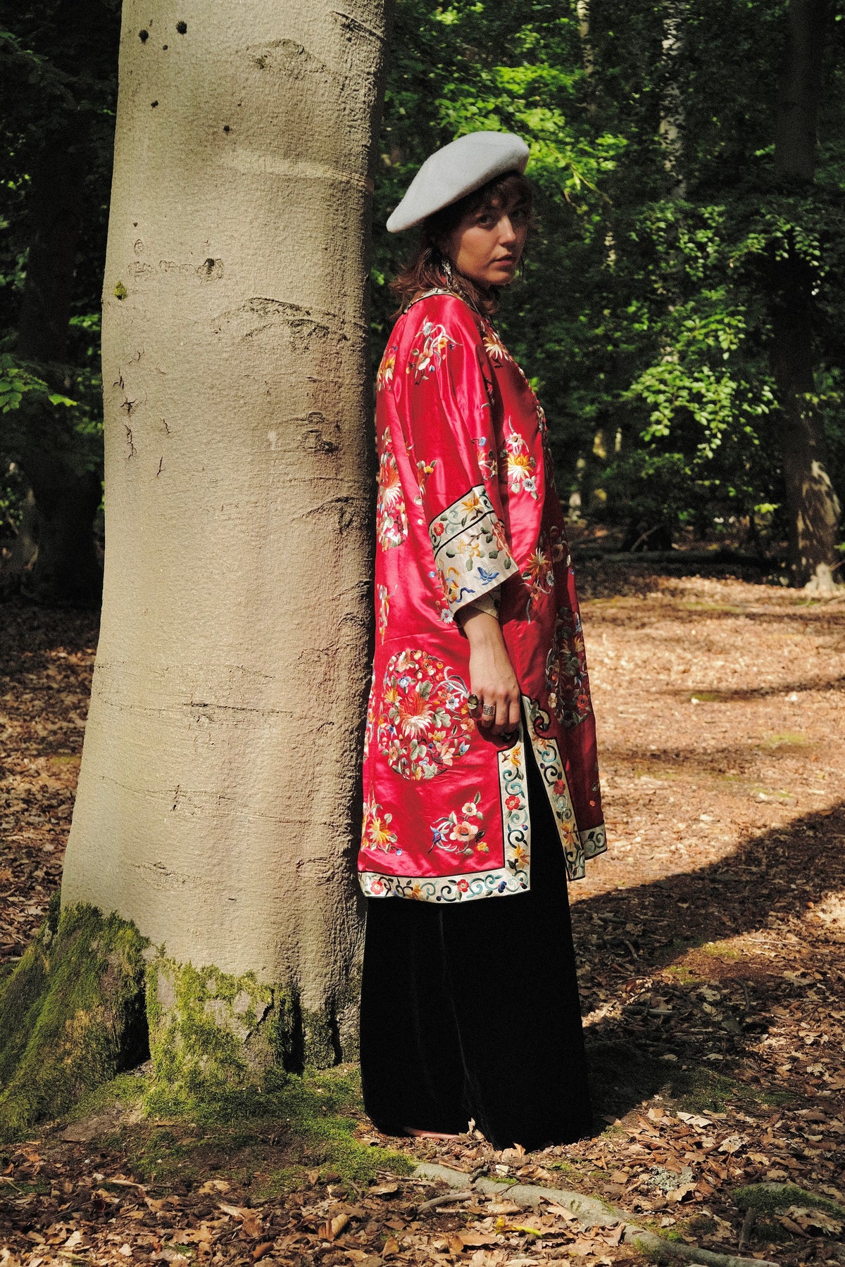 Midcentury Silk Embroidered Robe