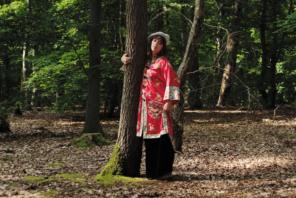 Midcentury Silk Embroidered Robe