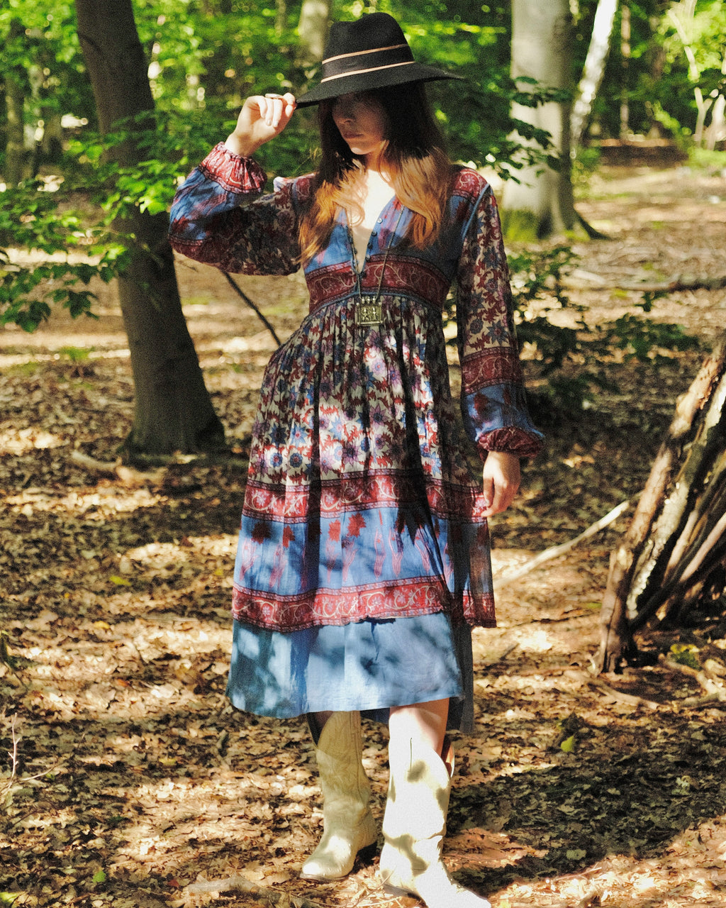 1970er Deadstock, doppellagiges Baumwollgaze-Kleid