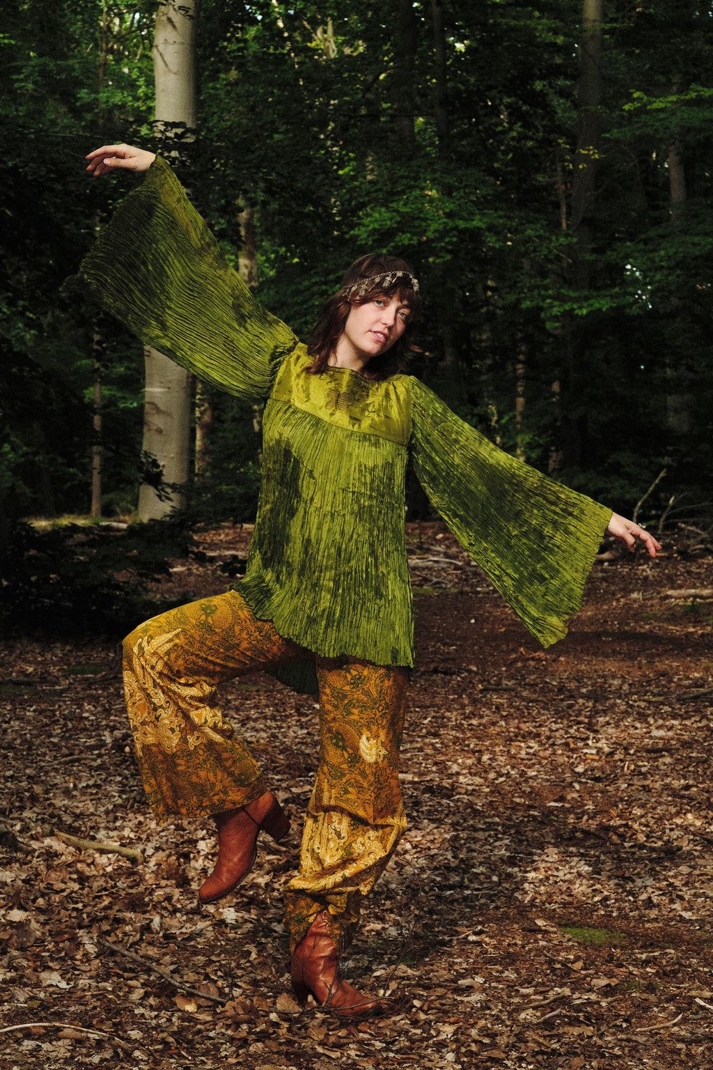 Deadstock 1970s Afghan Butterfly Plisee Tunic Top