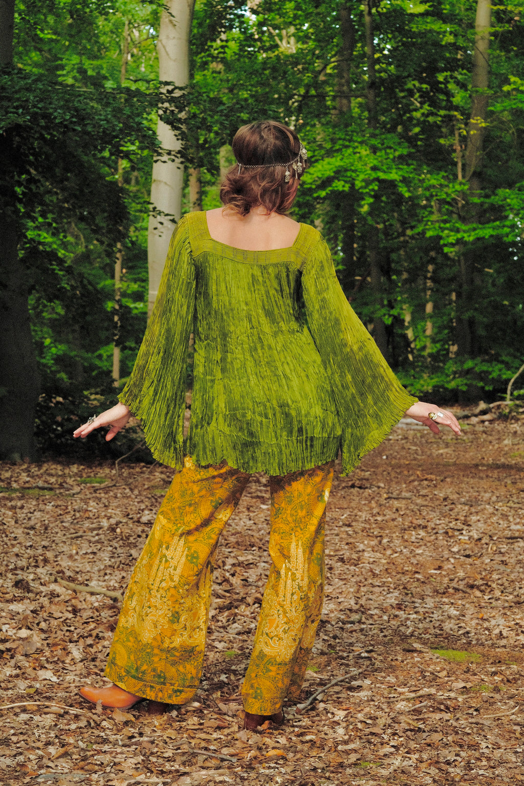 Deadstock 1970s Afghan Butterfly Plisee Tunic Top