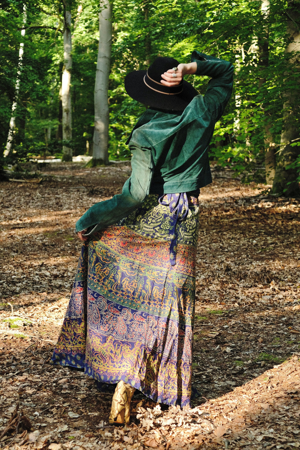 1970s Blockprint Wrap Skirt