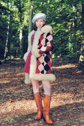 Penny Lane Coat- Original 1960s Afghan Suede and Sheepskin Harlequin Patchwork Coat