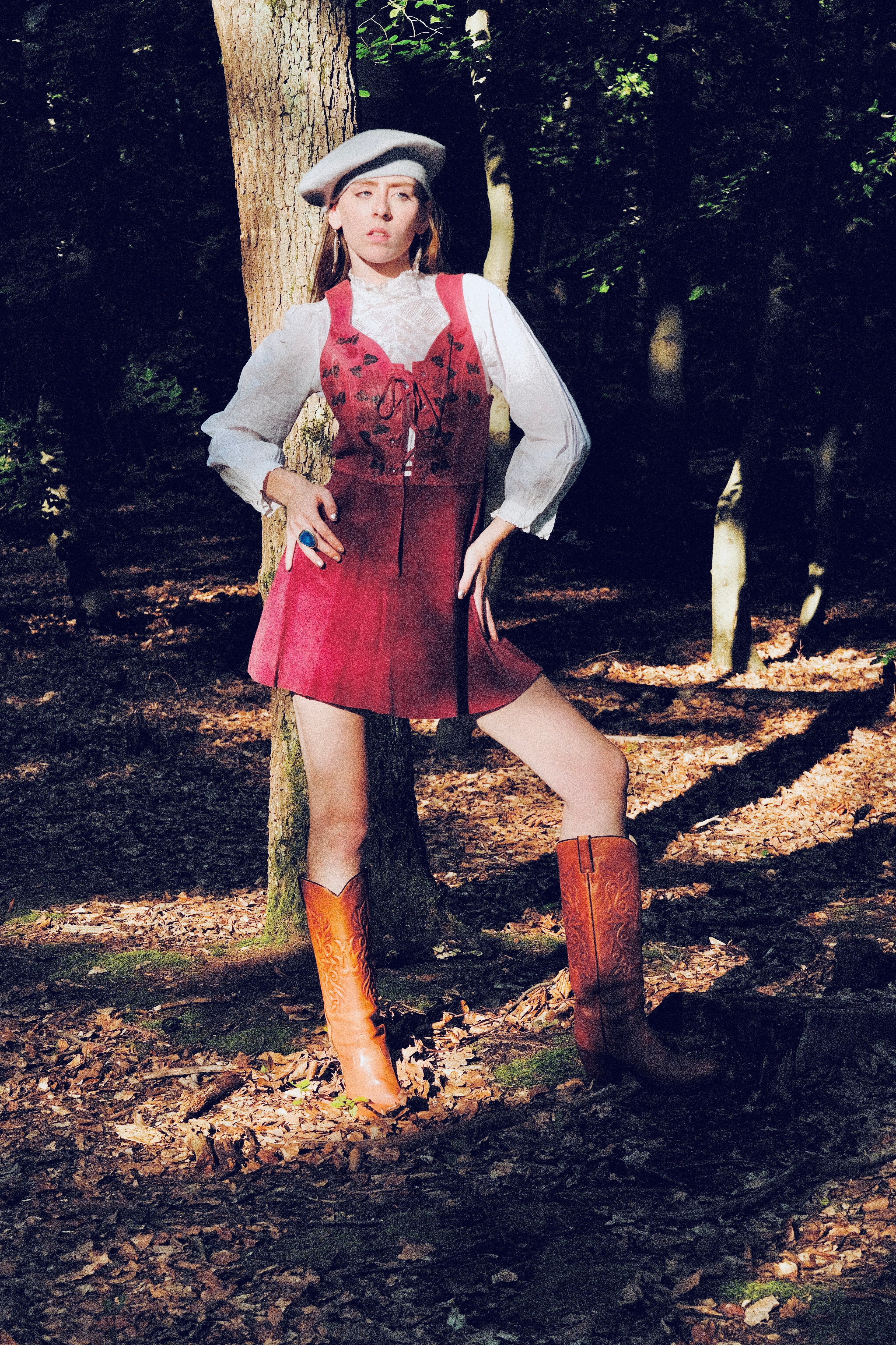 RESERVED FOR LORNA: PLEASE LEAVE FOR LORNA. Char Handpainted Raspberry Suede Tunic Vest