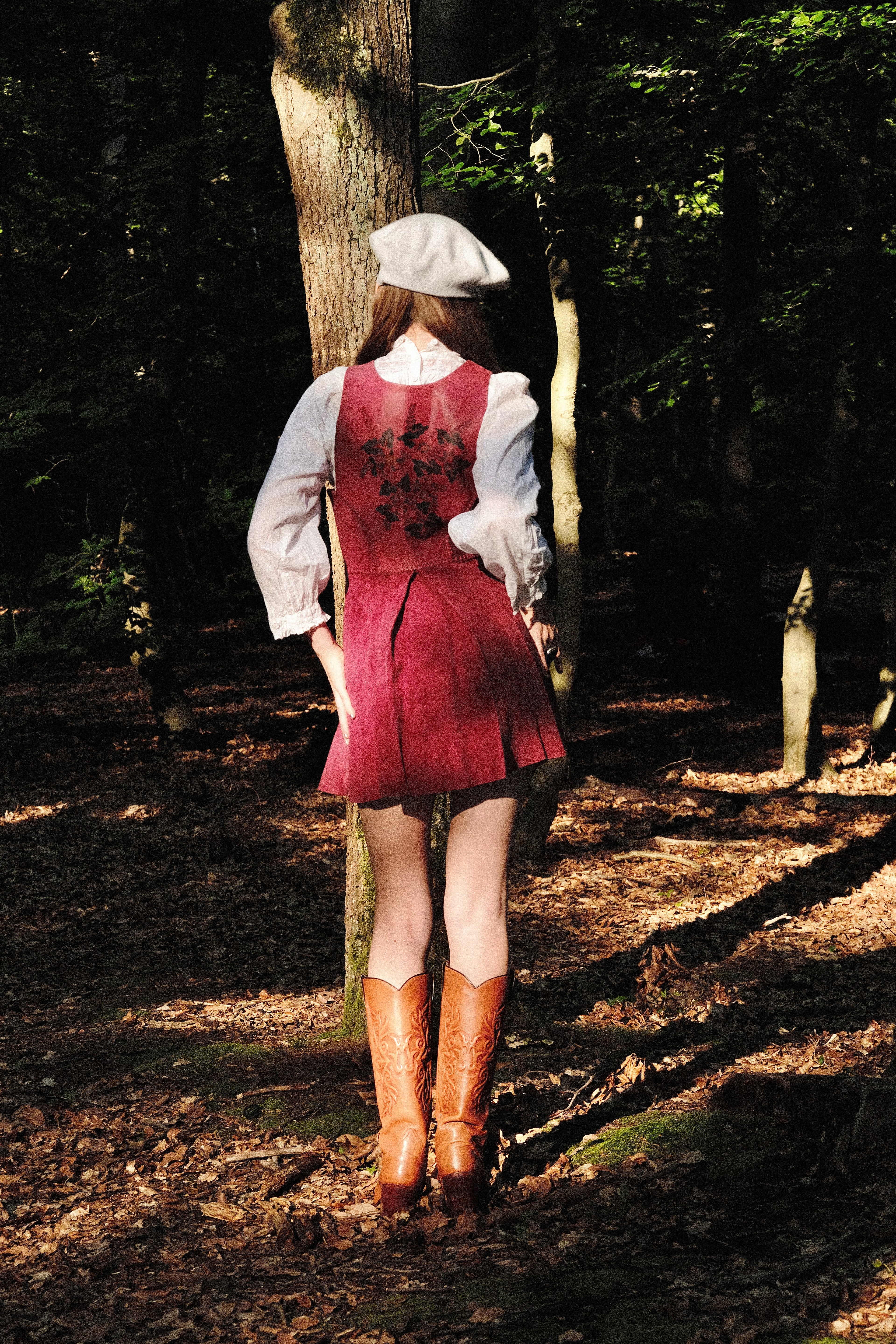 RESERVED FOR LORNA: PLEASE LEAVE FOR LORNA. Char Handpainted Raspberry Suede Tunic Vest