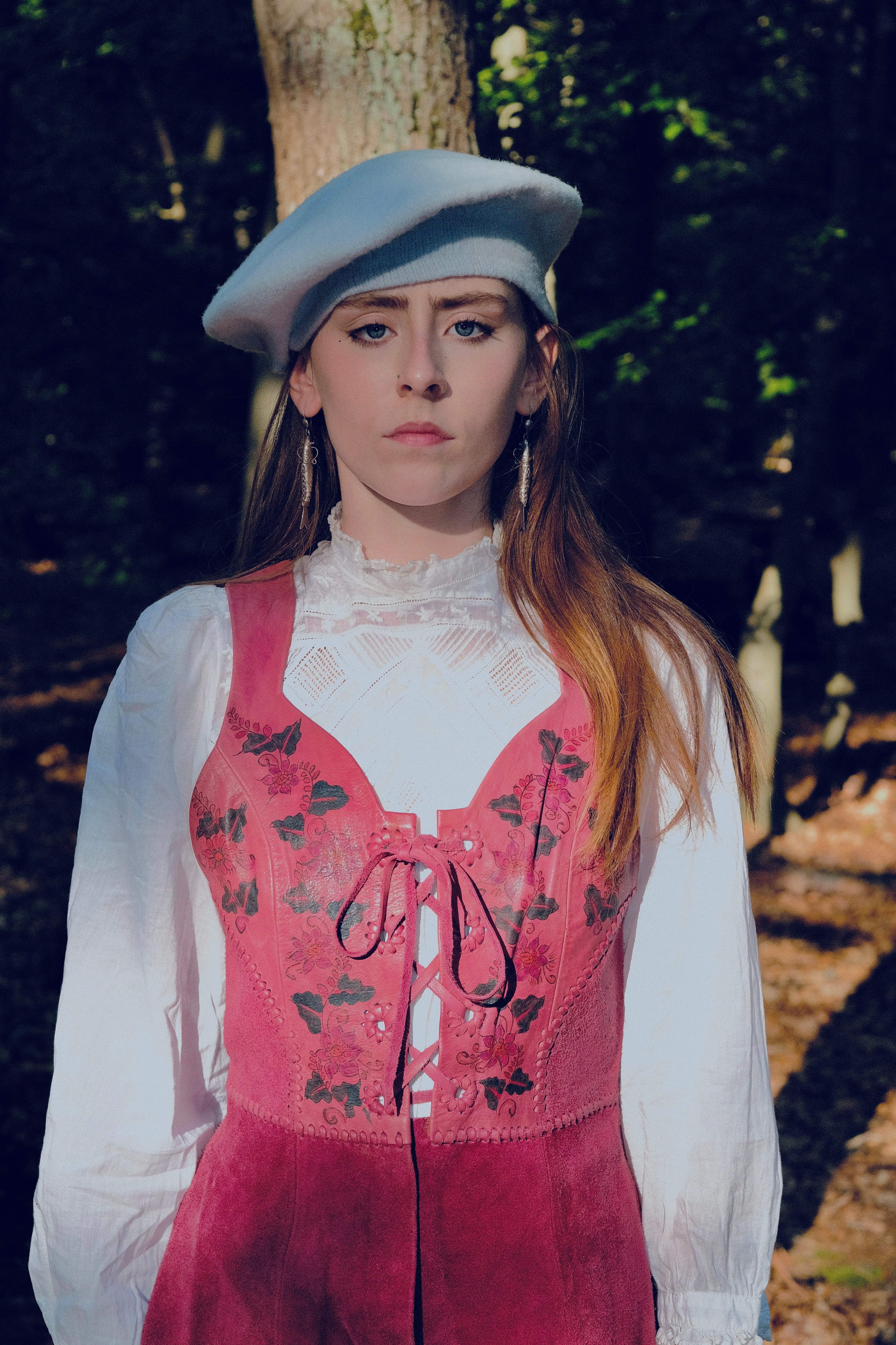 RESERVED FOR LORNA: PLEASE LEAVE FOR LORNA. Char Handpainted Raspberry Suede Tunic Vest