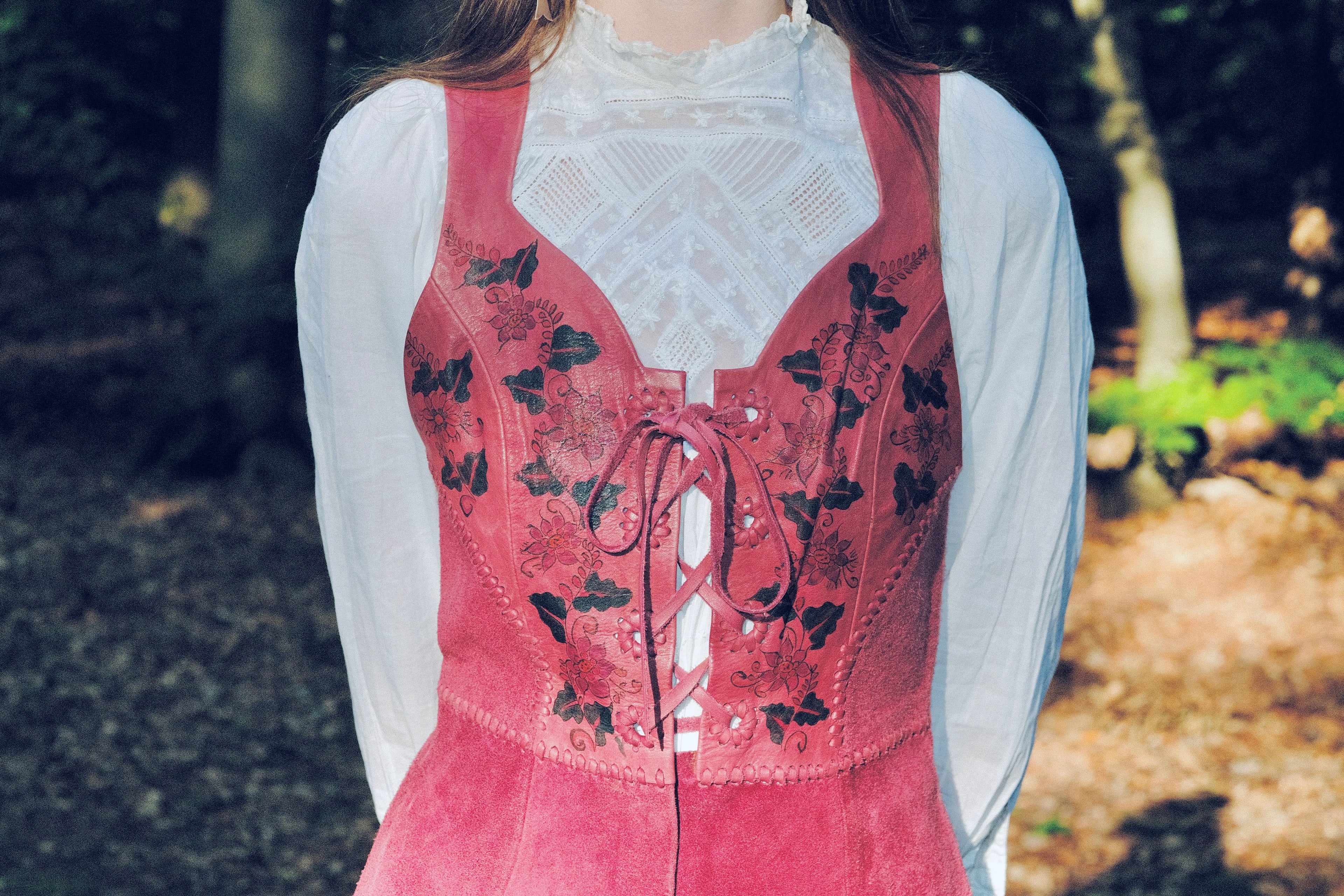 RESERVED FOR LORNA: PLEASE LEAVE FOR LORNA. Char Handpainted Raspberry Suede Tunic Vest