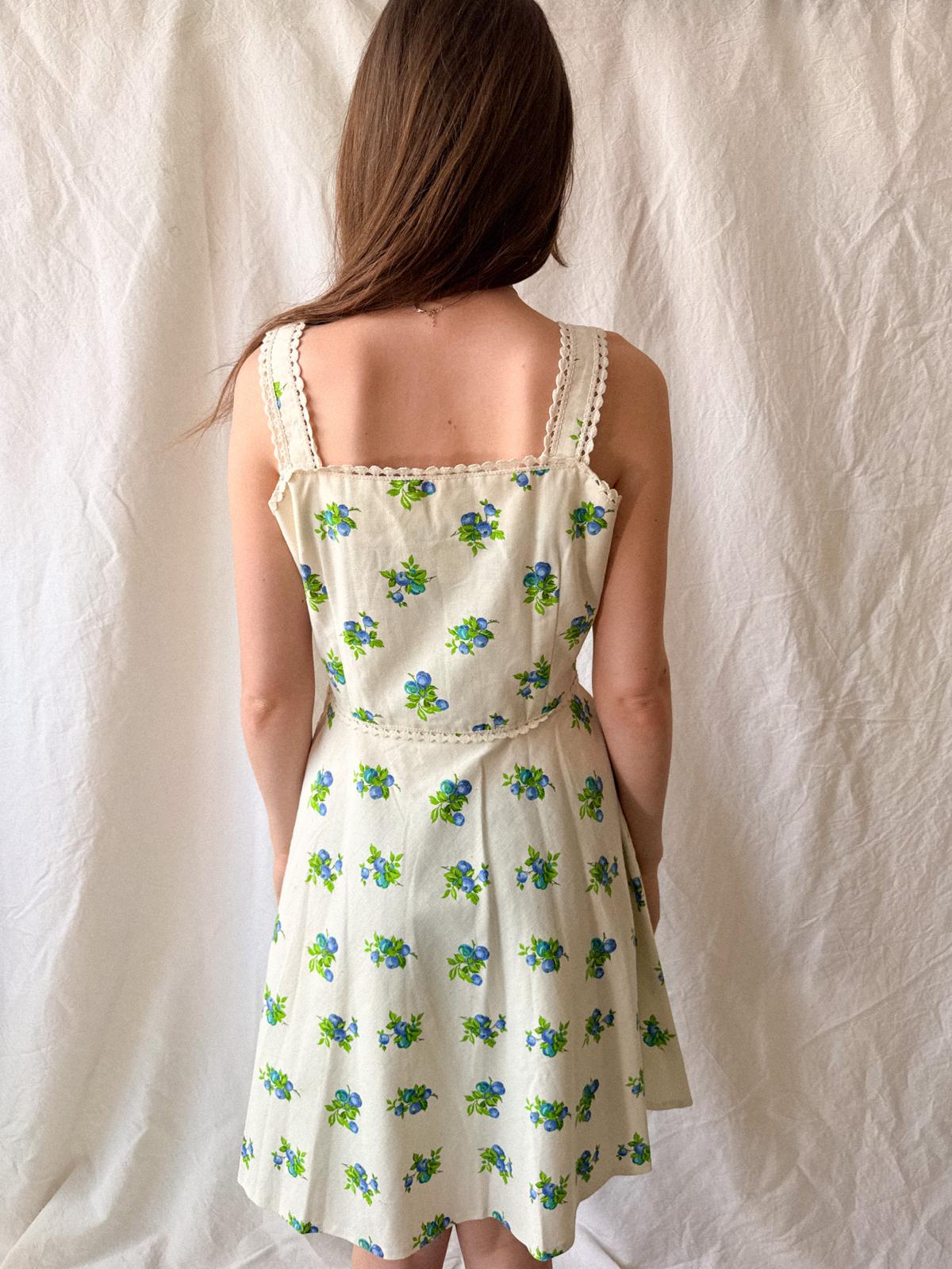 1970s Blueberry Print Cotton Sundress