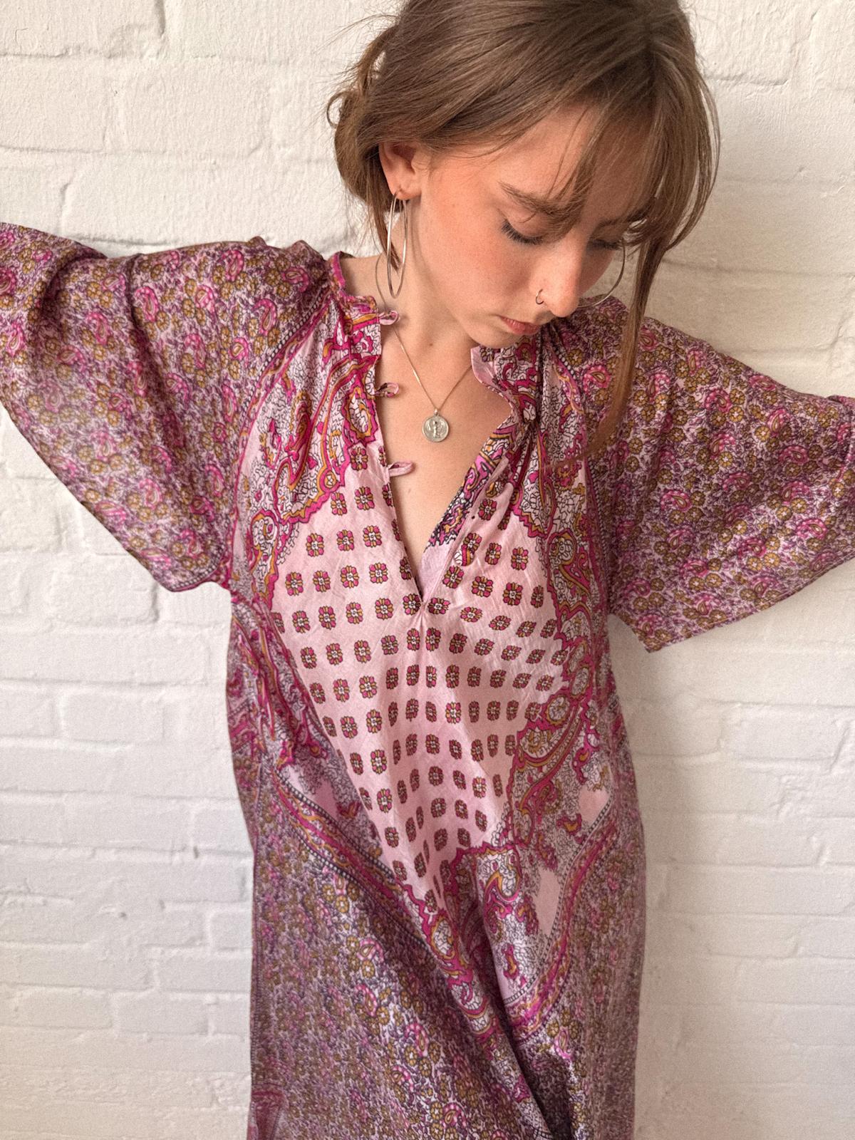1970s Zodiac Deadstock Pure Silk Patchwork Cafta