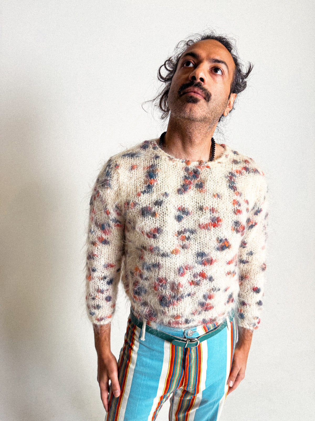 1980s Cropped Rainbow Mohair Sweater