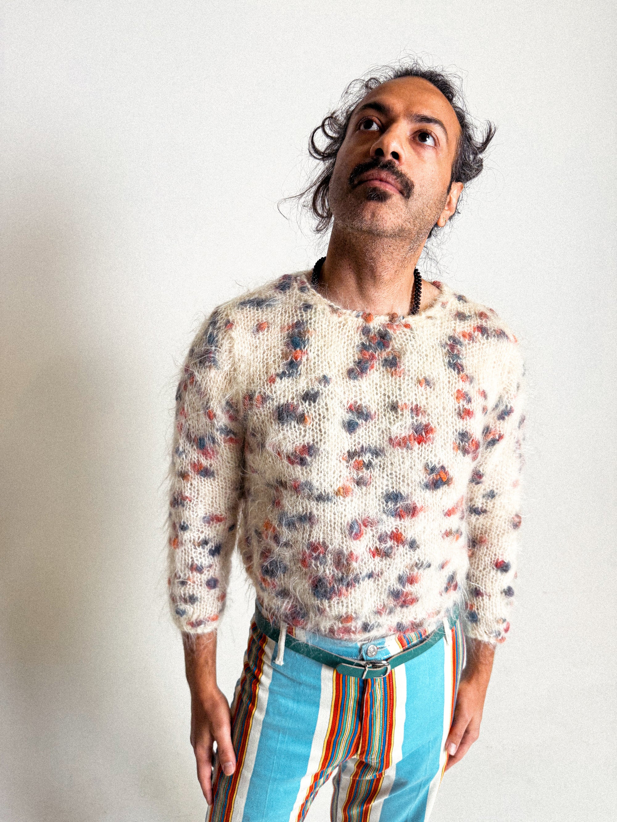 1980s Cropped Rainbow Mohair Sweater