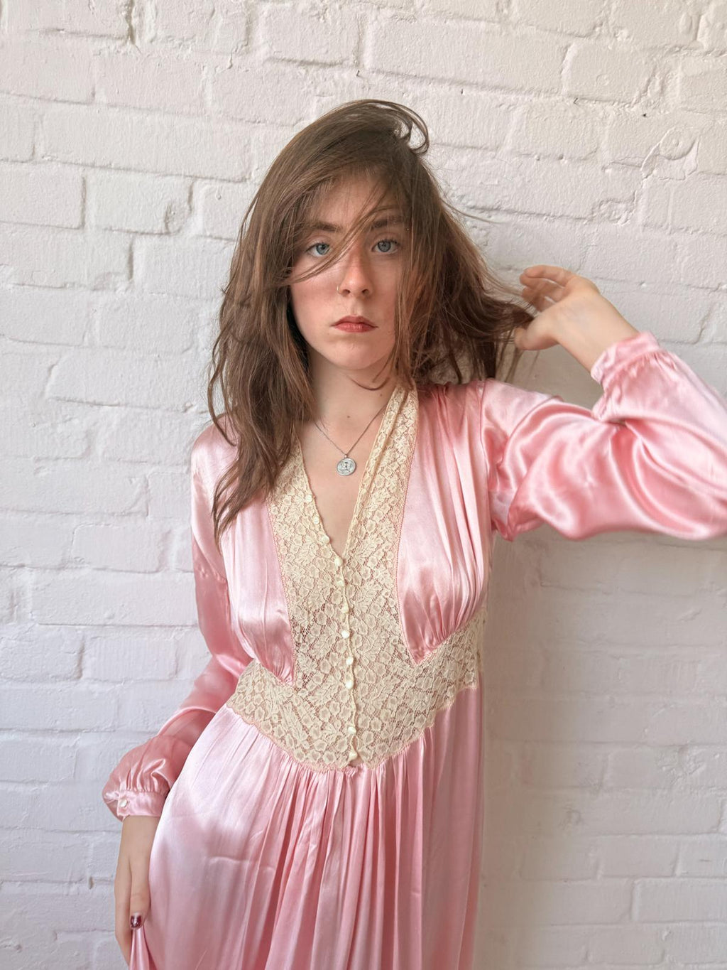 1930s Sik Satin and Lace Nightgown