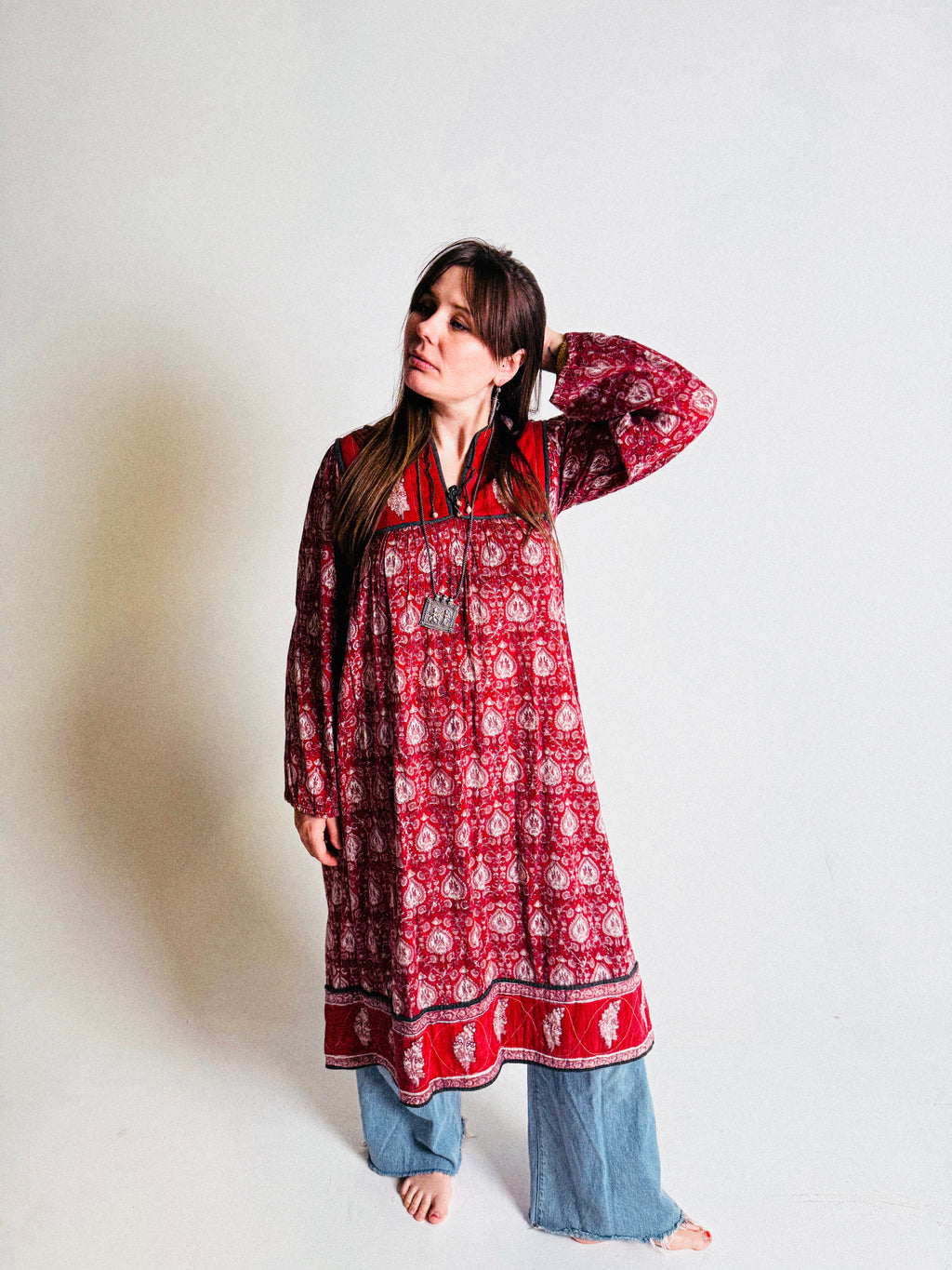 Vintage 1970s "Made in India" Cotton Gauze Dress