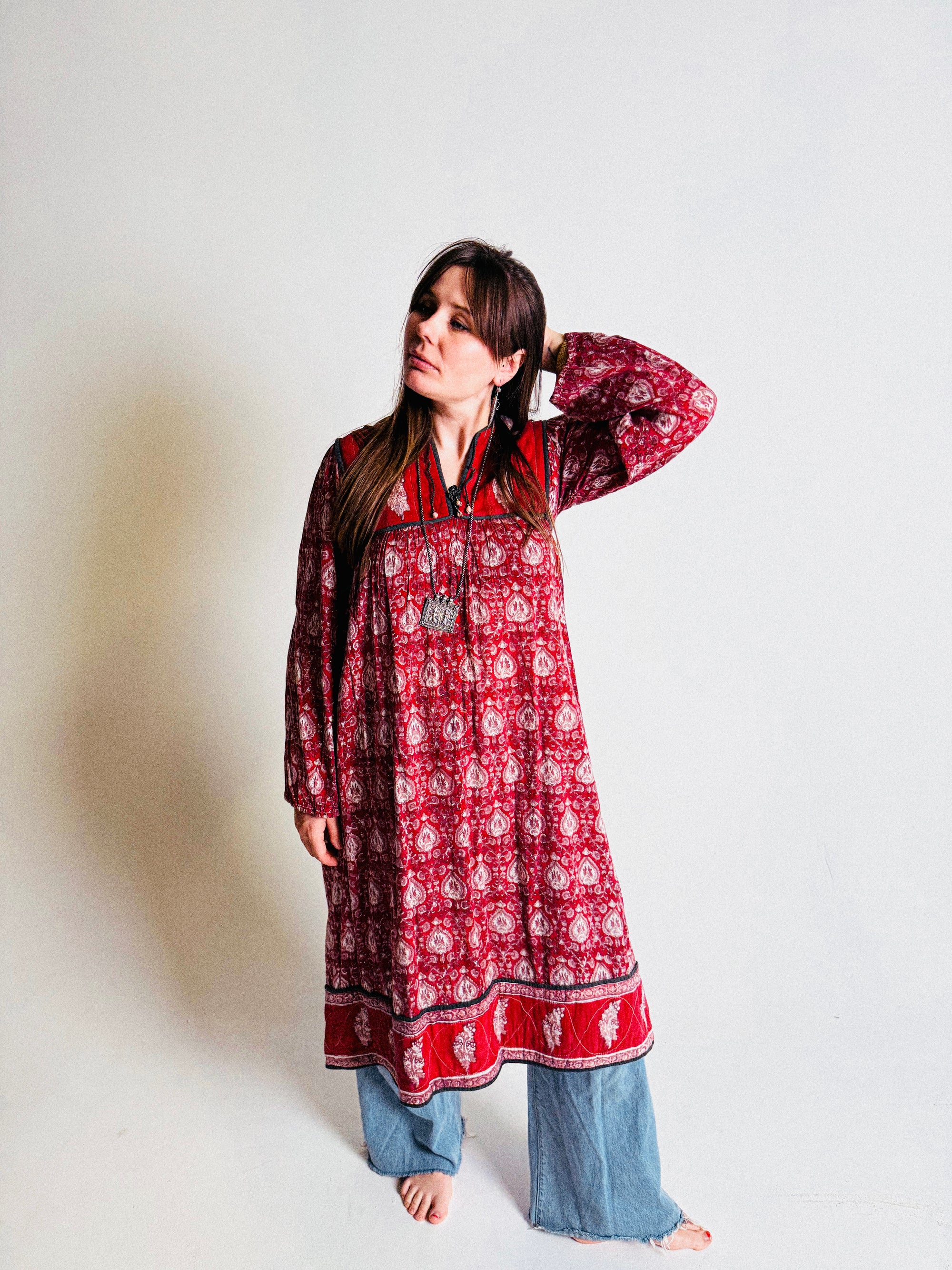 Vintage 1970s "Made in India" Cotton Gauze Dress