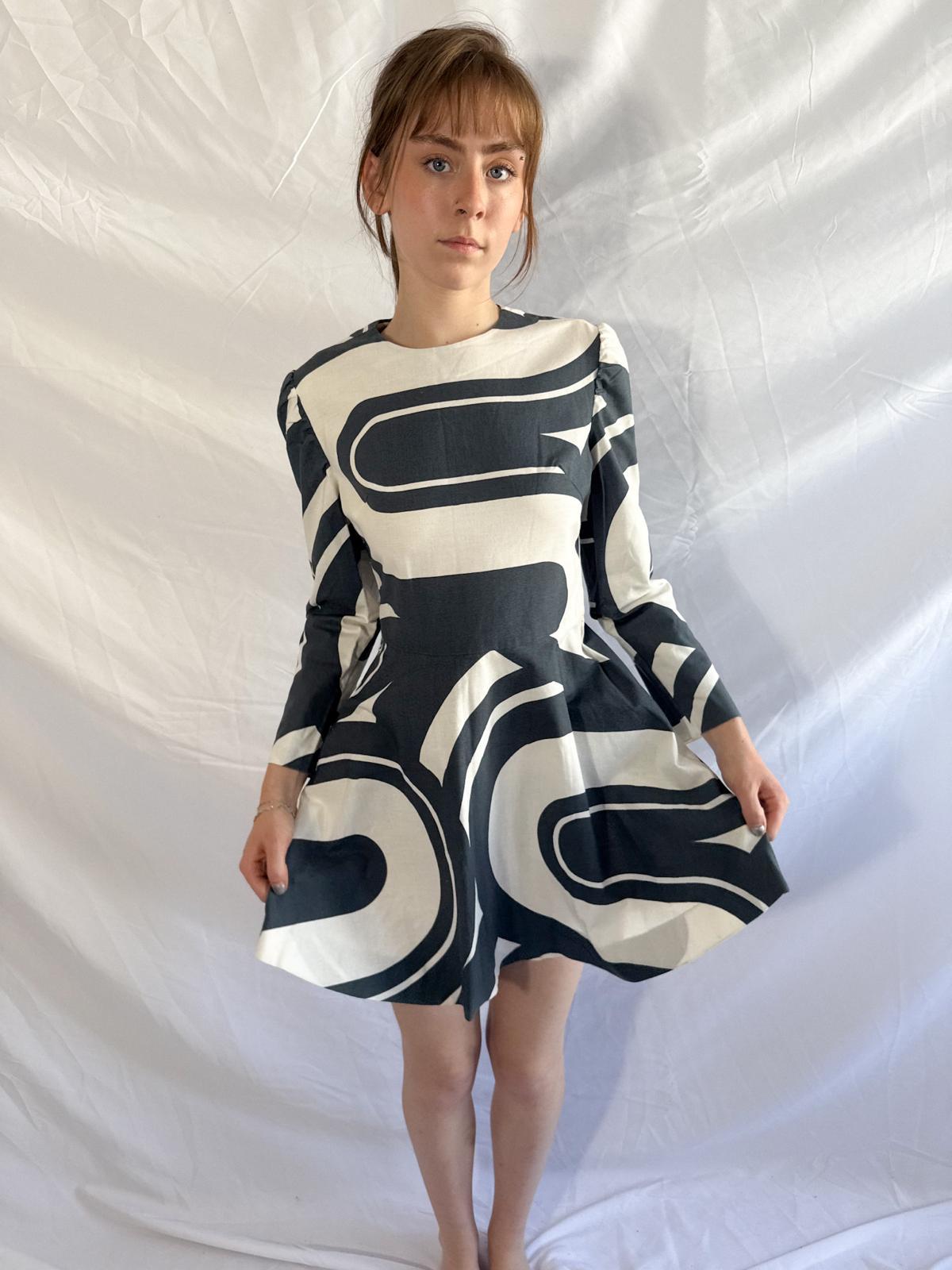 1970s Finnish Printed Cotton Fit and Flare Minidress