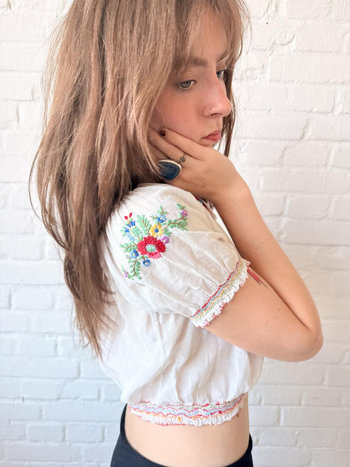 1940s Embroidered Hungarian Blouse