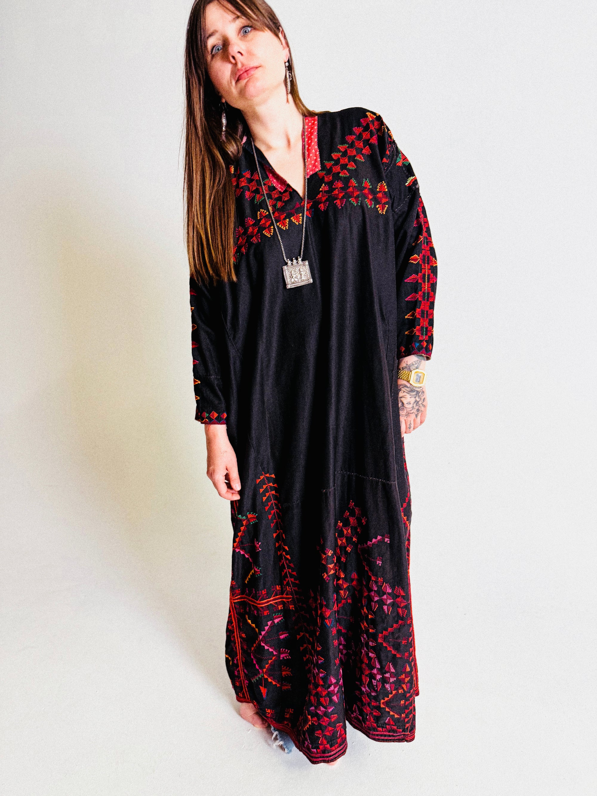 1960s Levantine Long Embroidered Dress