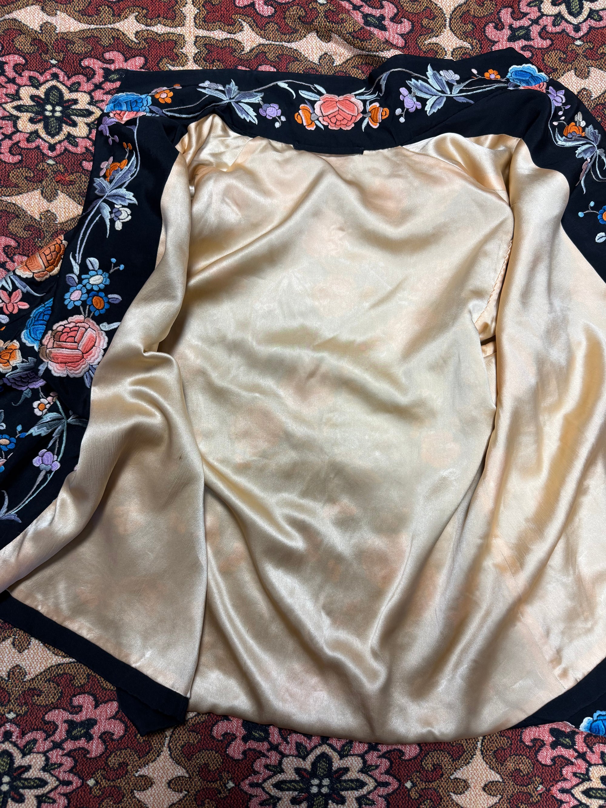 1920s Embroidered Silk Satin Jacket