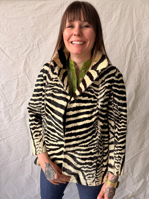 !!Reserved for Maria, please do not buy!! 1960s Zebra Print Pony Fur Statement Jacket