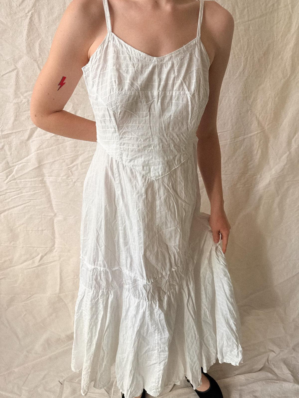 Edwardian / Early 1910s French Cotton Petticoat Dress / Underslip
