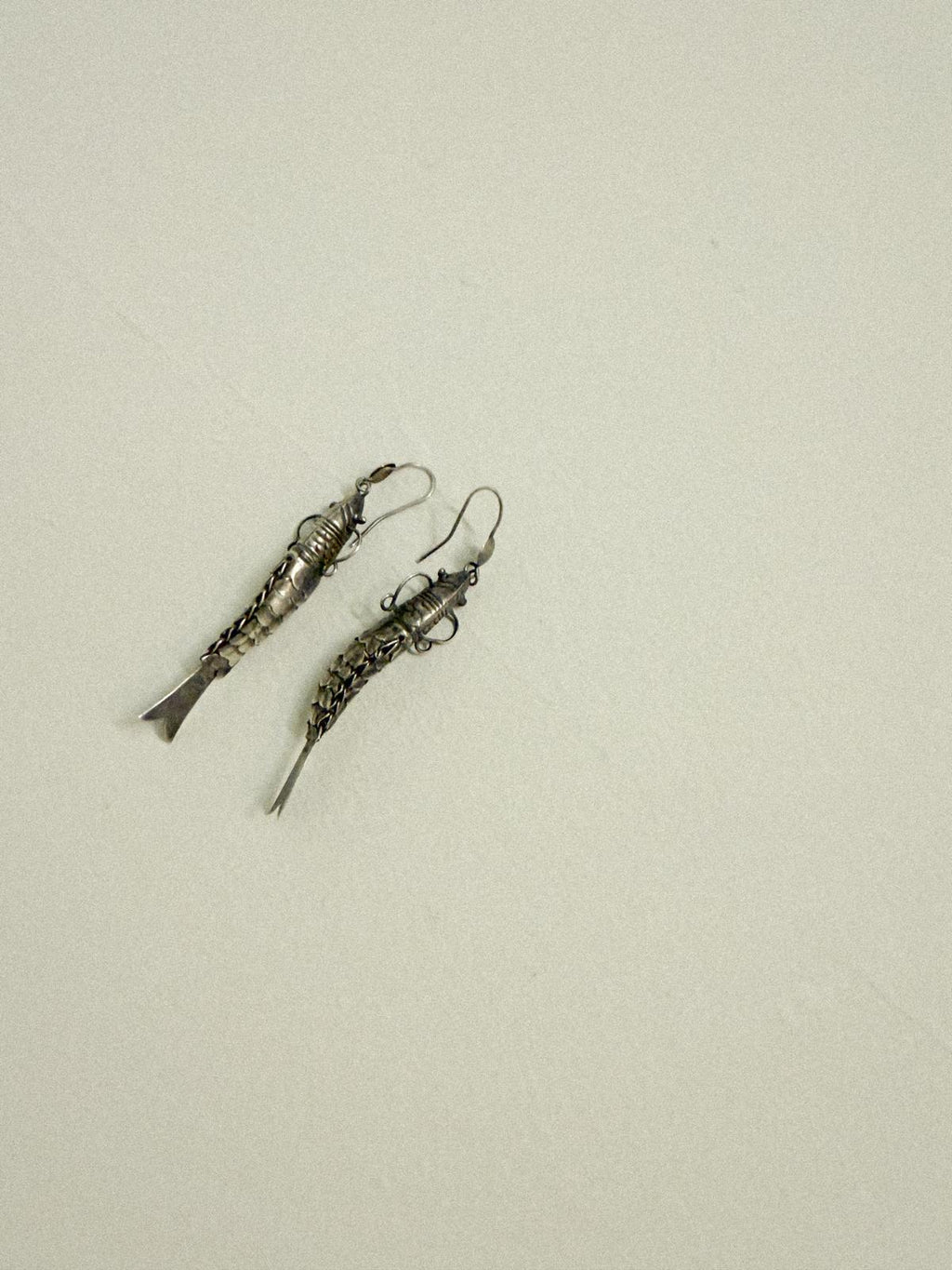 Vintage Sterling Silver Articulated Fish earrings