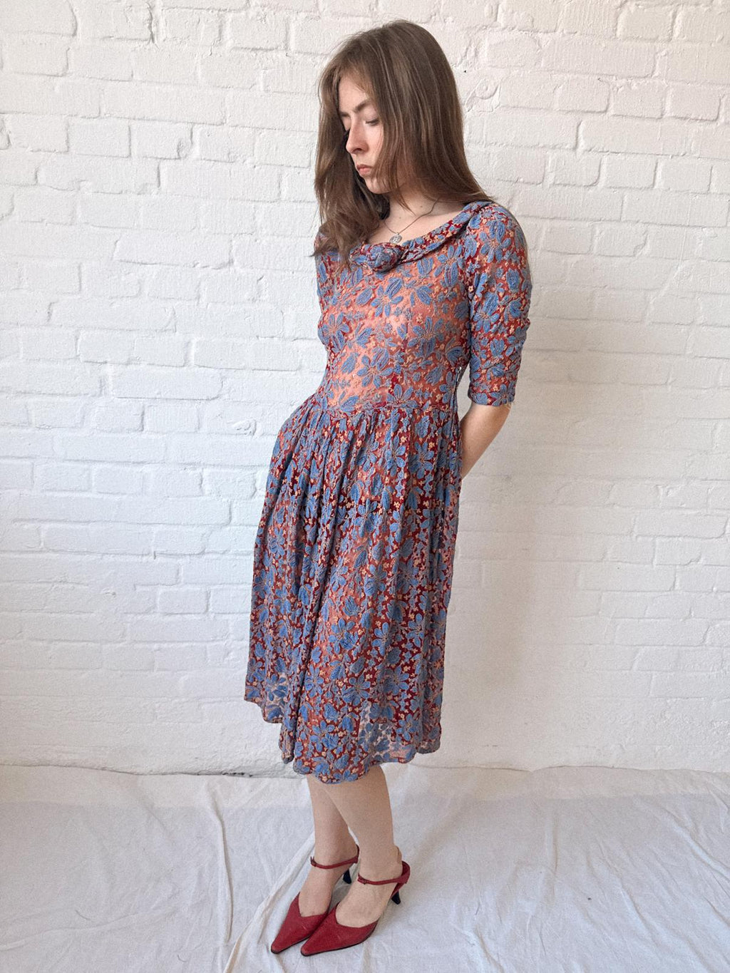 1930s Mesh and Embroidery Dress