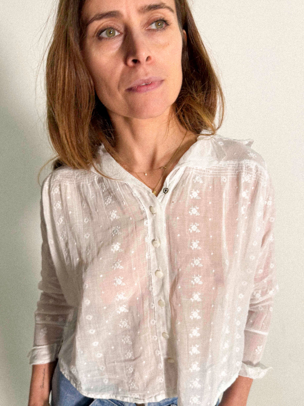 Bluse aus Baumwollgaze im späten Edwardianischen Stil