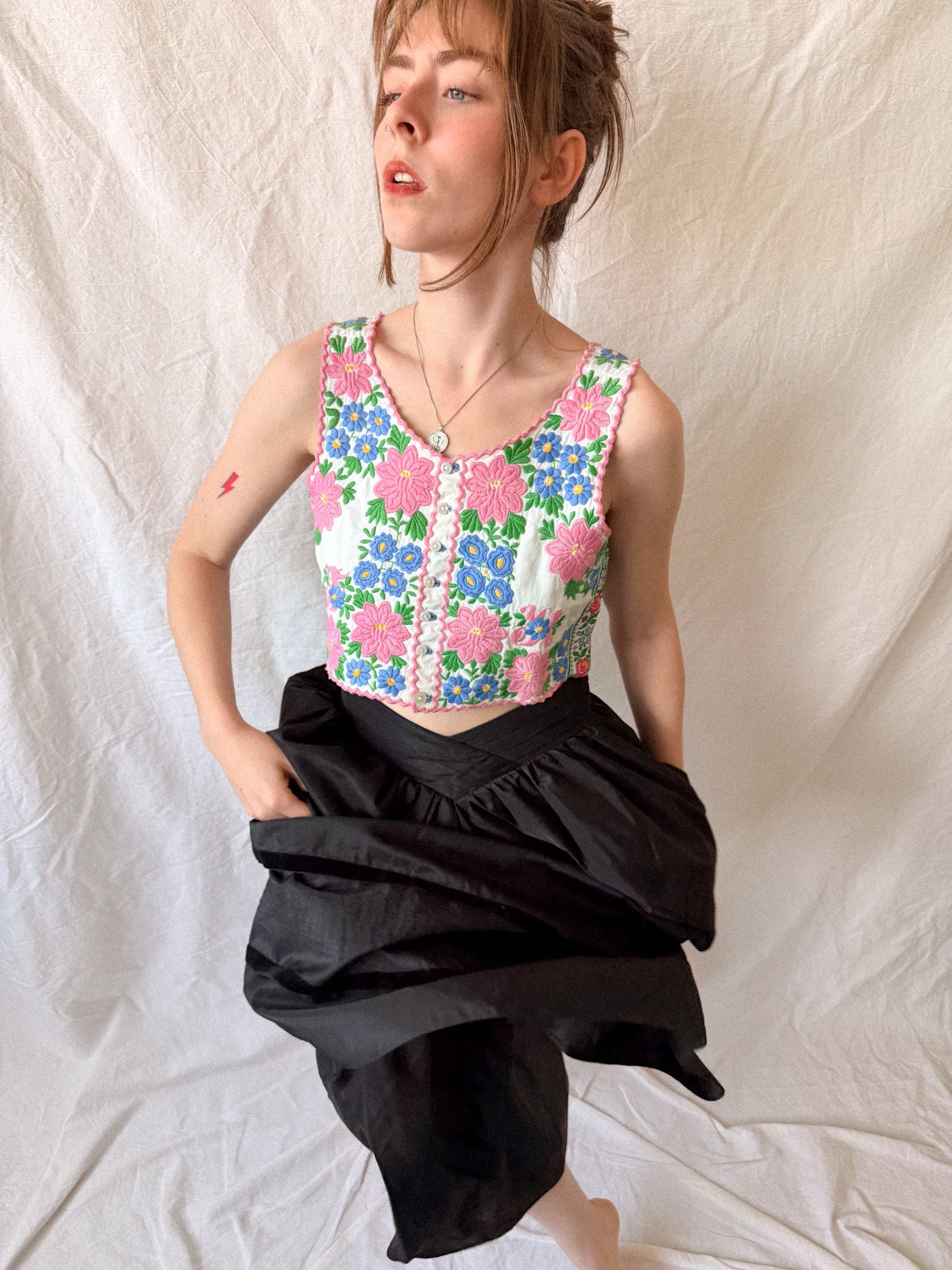 1930s–1940s Hungarian Folk Embroidered Bodice Vest