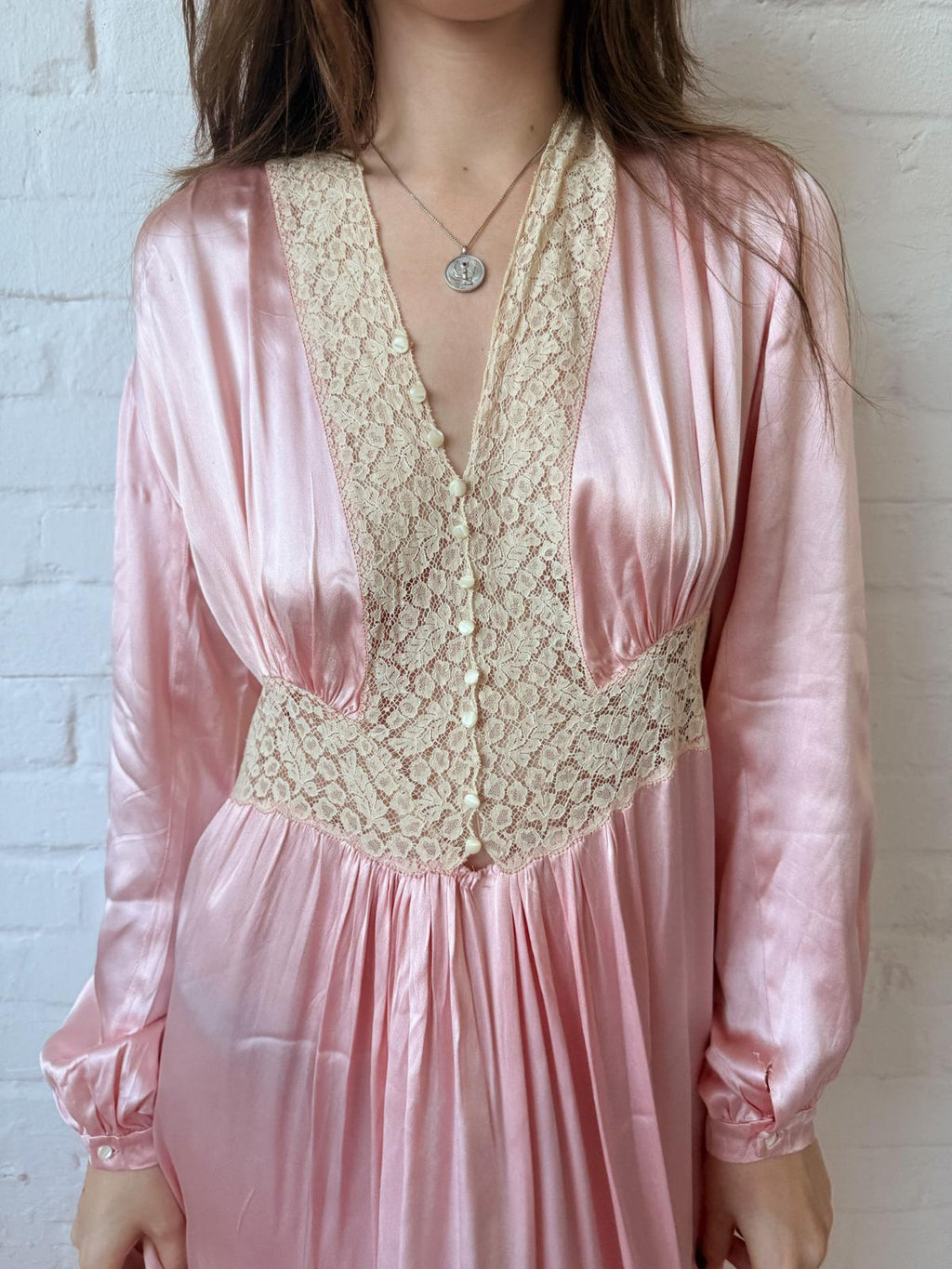 1930s Sik Satin and Lace Nightgown