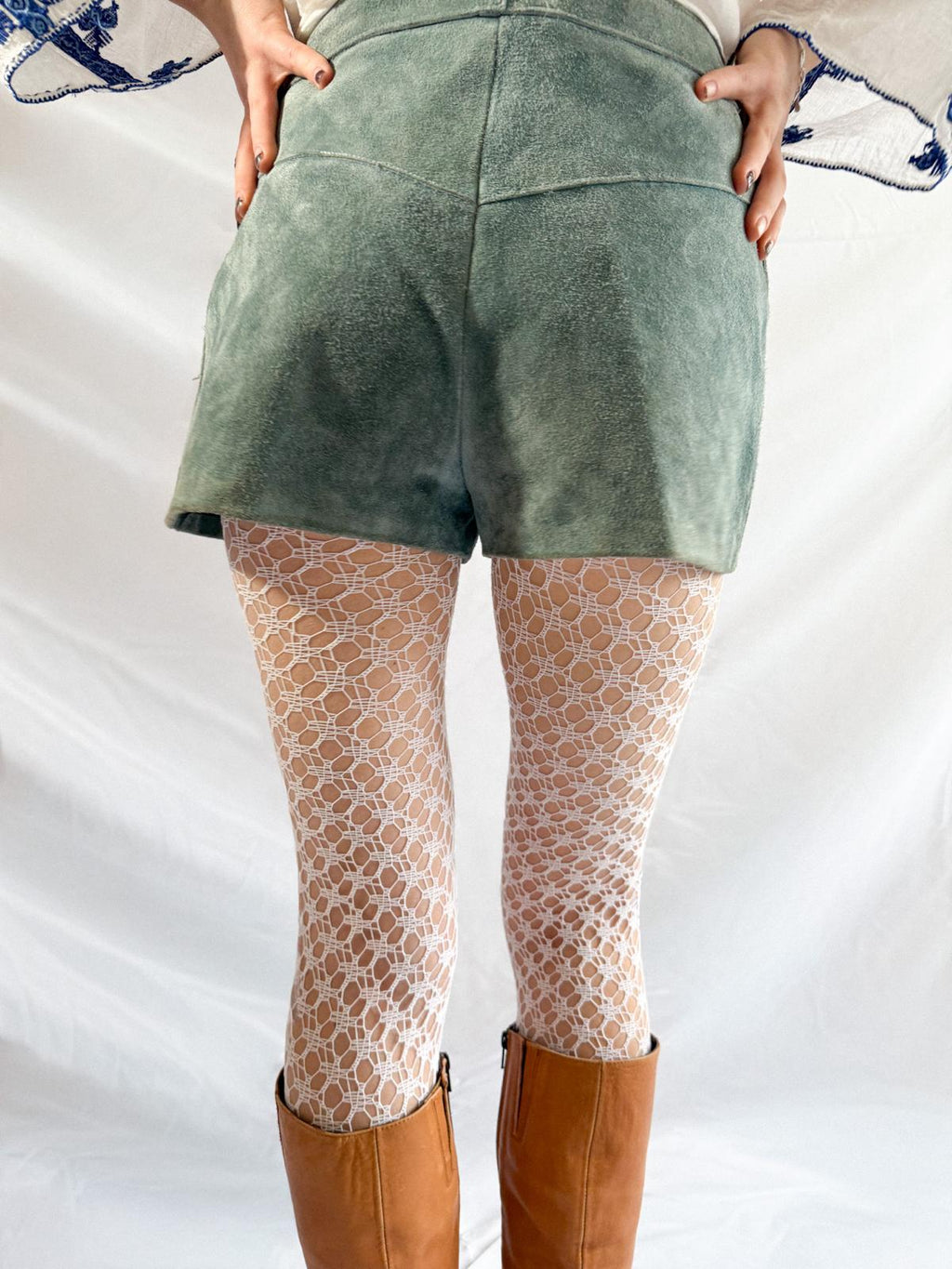 1970s Baby Blue Suede Hotpants