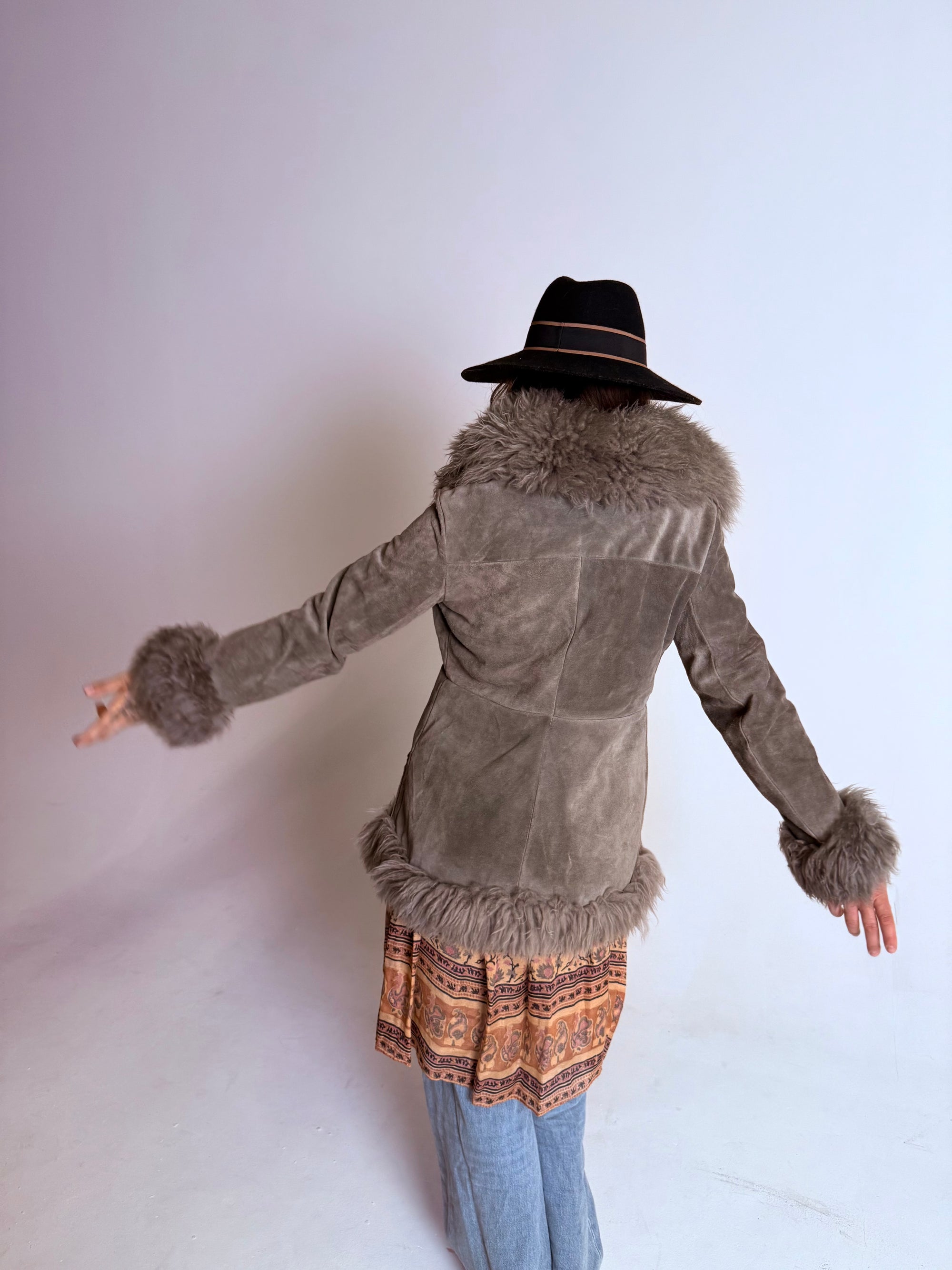 1970s Australian Sheepskin Grey Penny Lane Lammy Coat