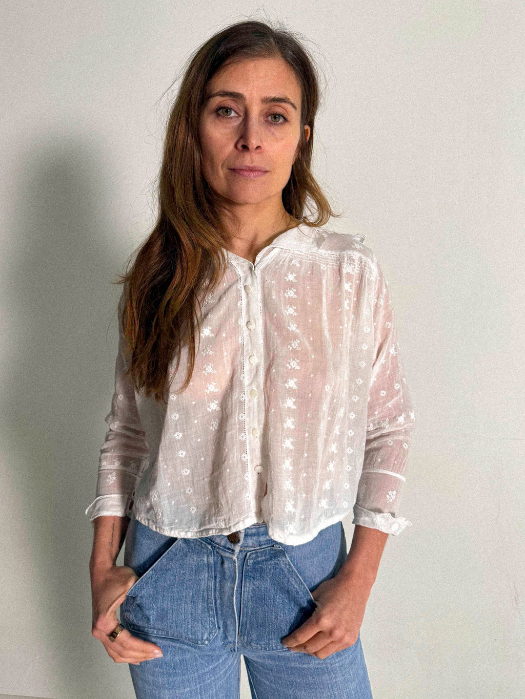 Bluse aus Baumwollgaze im späten Edwardianischen Stil