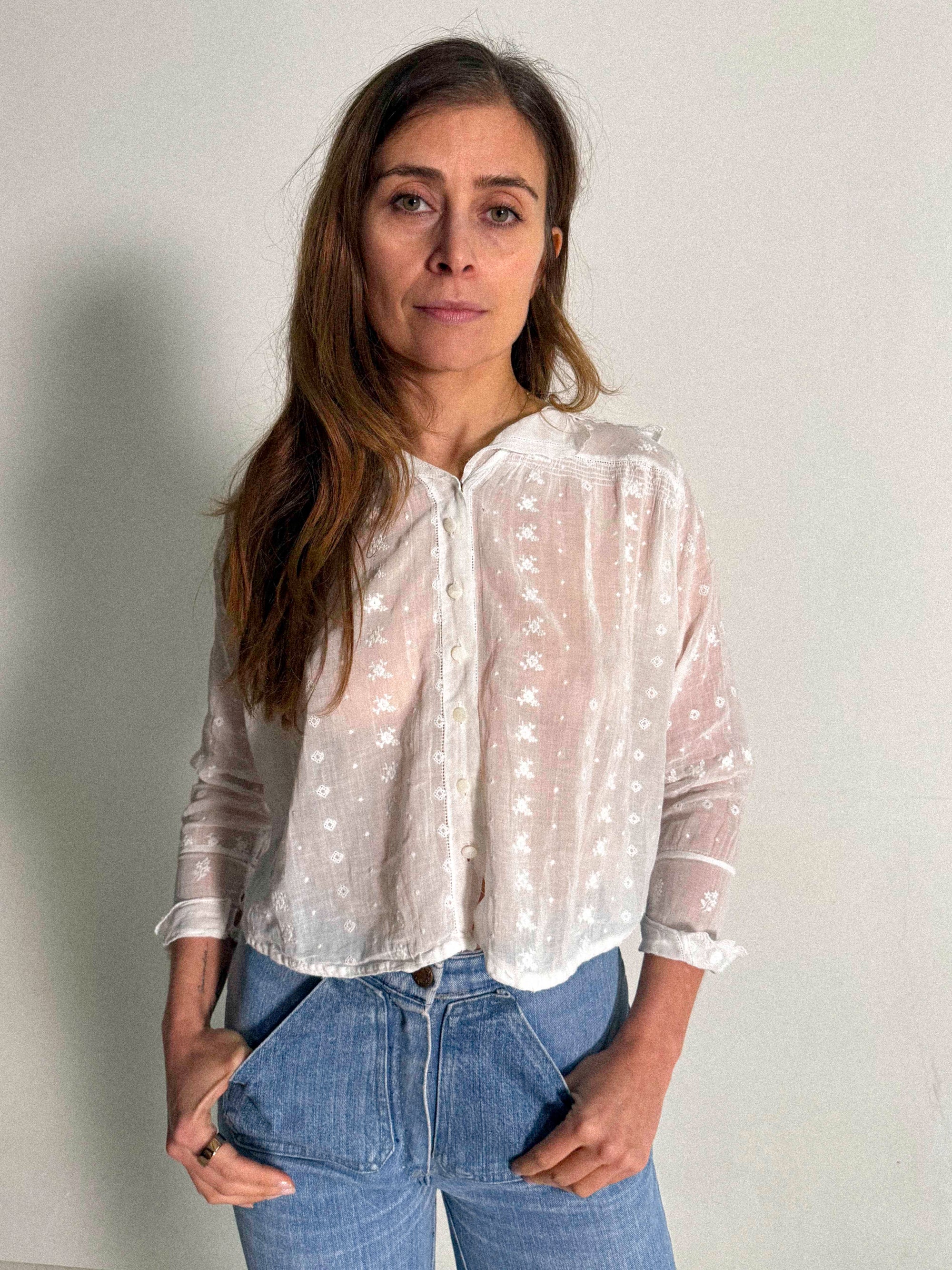 Bluse aus Baumwollgaze im späten Edwardianischen Stil