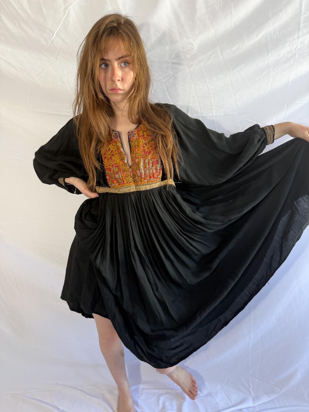1970s Afghan Dress with Antique Textile Features