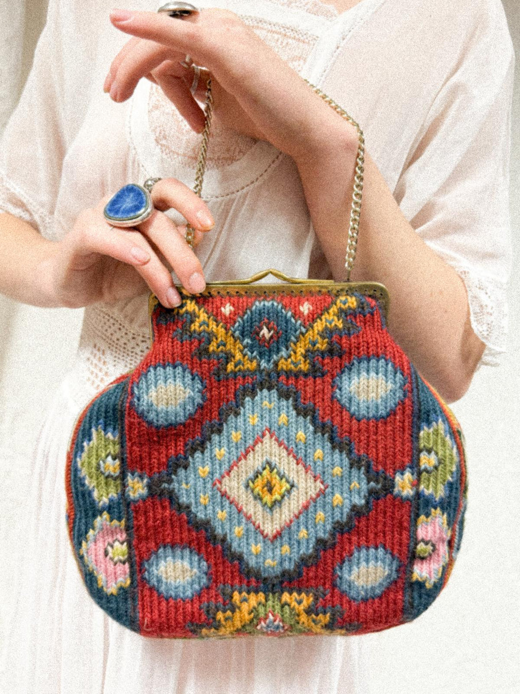 Tapestry Bag with Brass Frame
