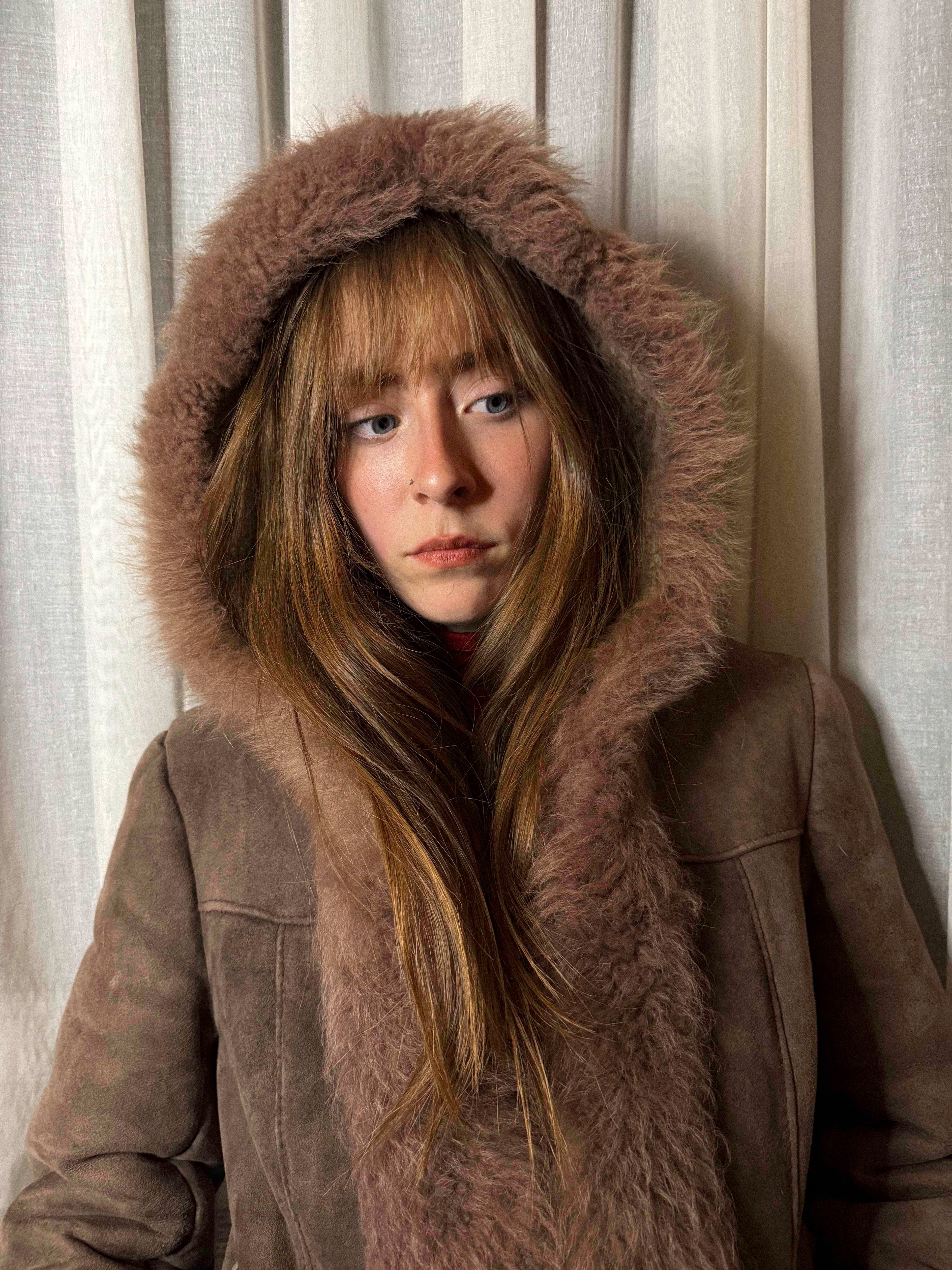 1970s Hooded Shearling Coat in Soft Chestnut / Mushroom Brown – Plush, Cuddly &amp; Exceptionally Warm