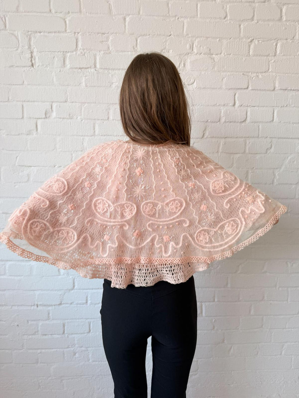 Edwardian to Early 1920s Angora & Tulle Bed Jacket / Capelet