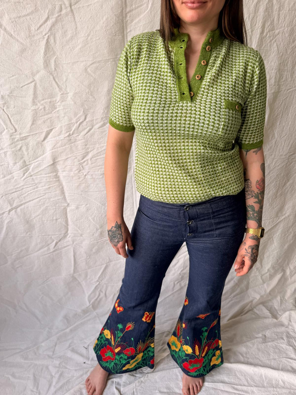 Late 1960s/ early 1970s Fiorucci Embroidered Flare Jeans