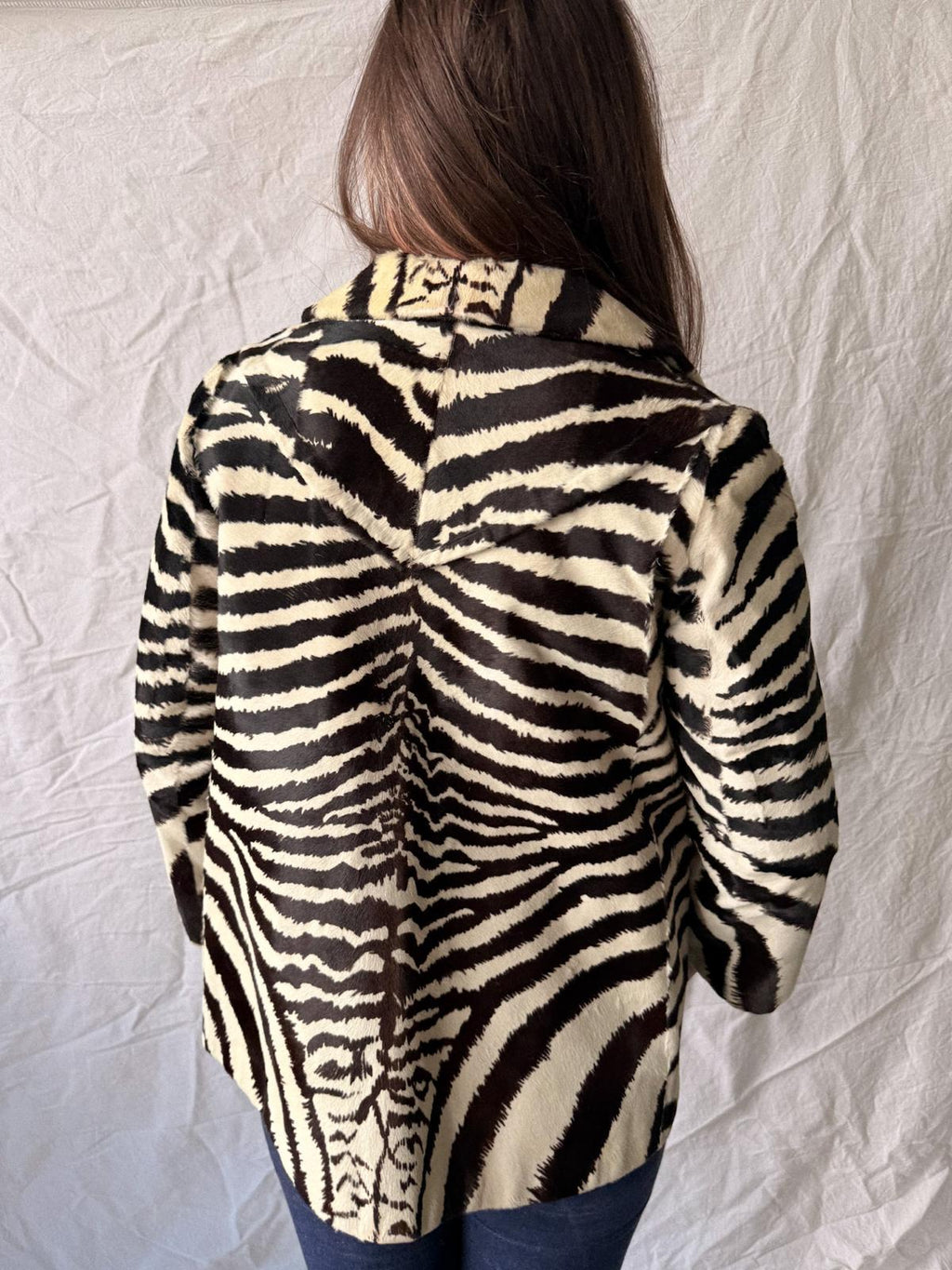 !1960s Zebra Print Pony Fur Statement Jacket