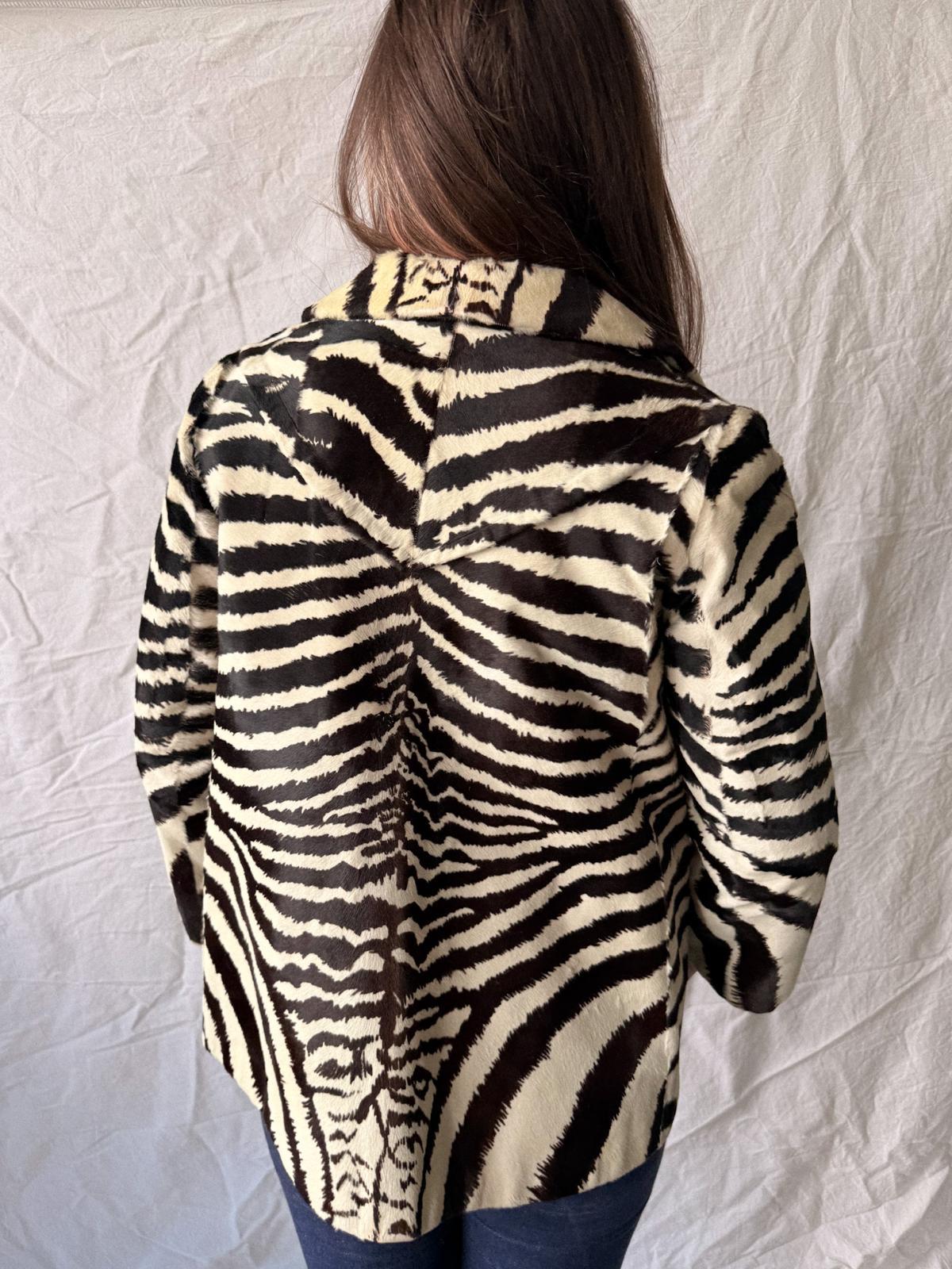 !1960s Zebra Print Pony Fur Statement Jacket