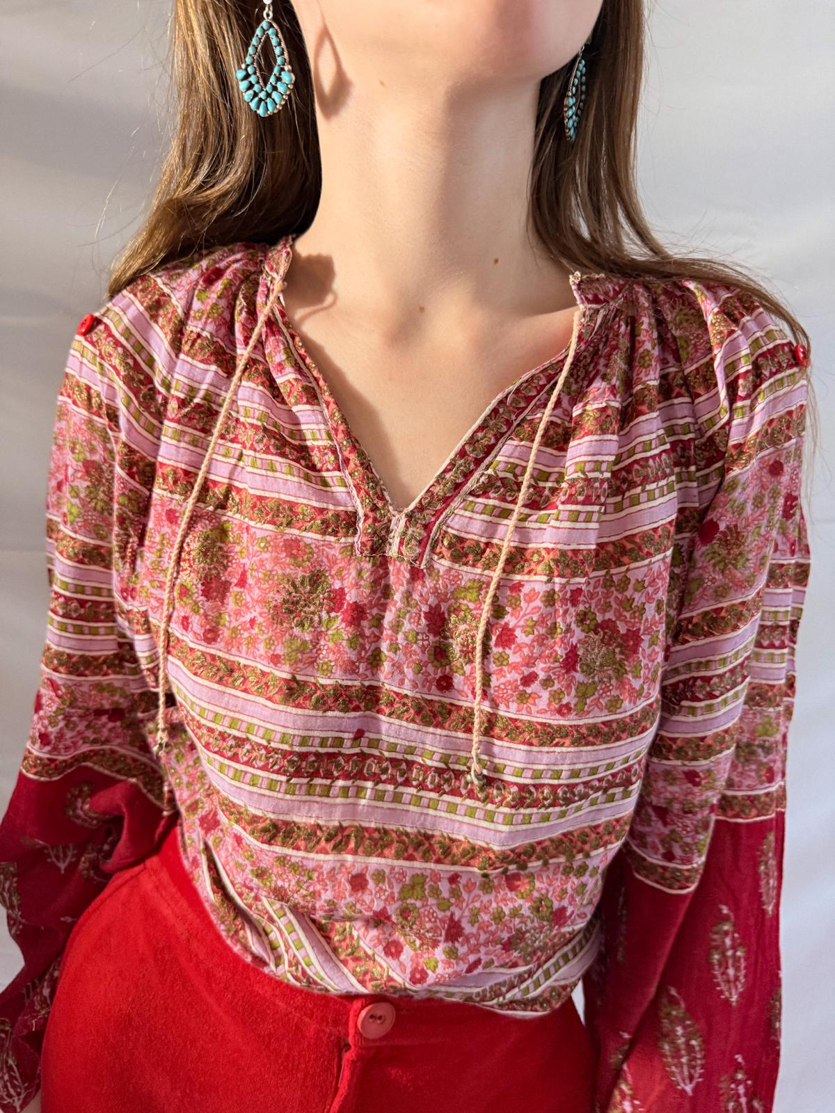 1970s Indian Cotton Gauze Blouse