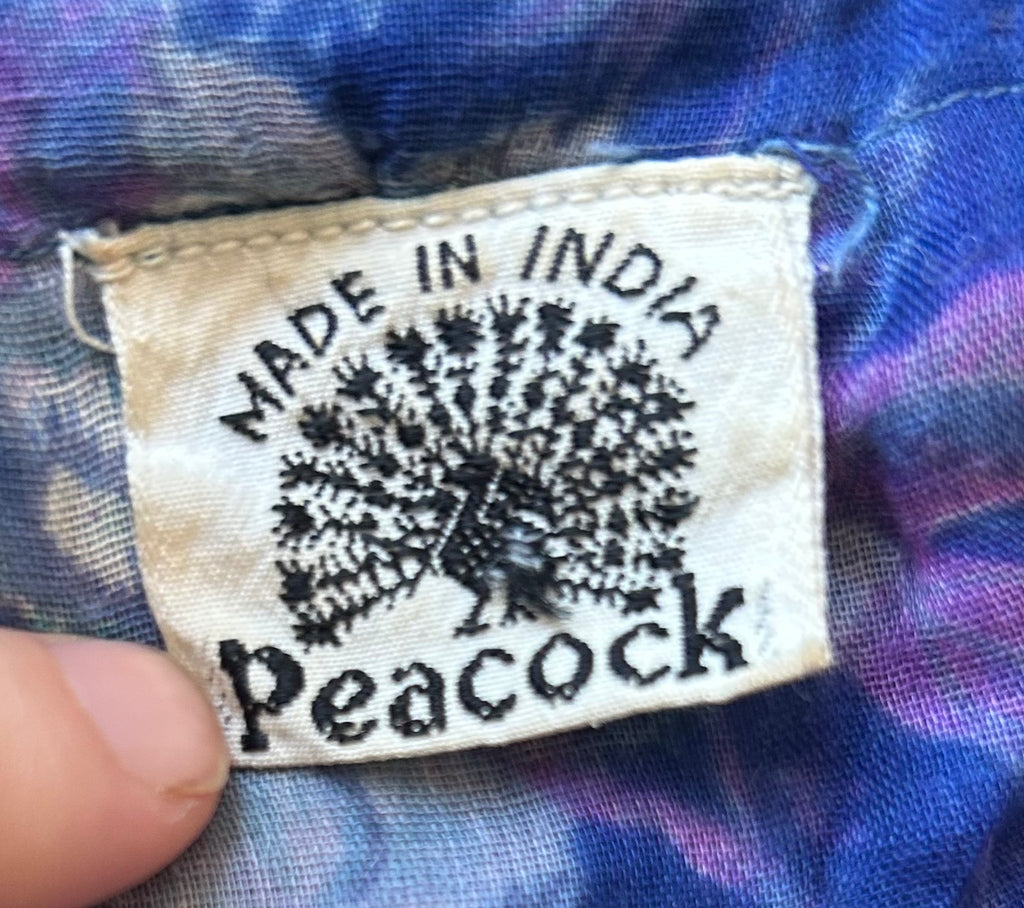 1970s Peacock Cotton Gauze Dress