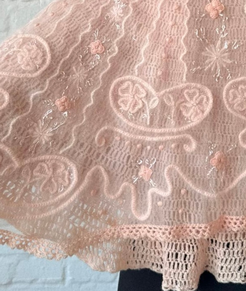 Edwardian to Early 1920s Angora & Tulle Bed Jacket / Capelet