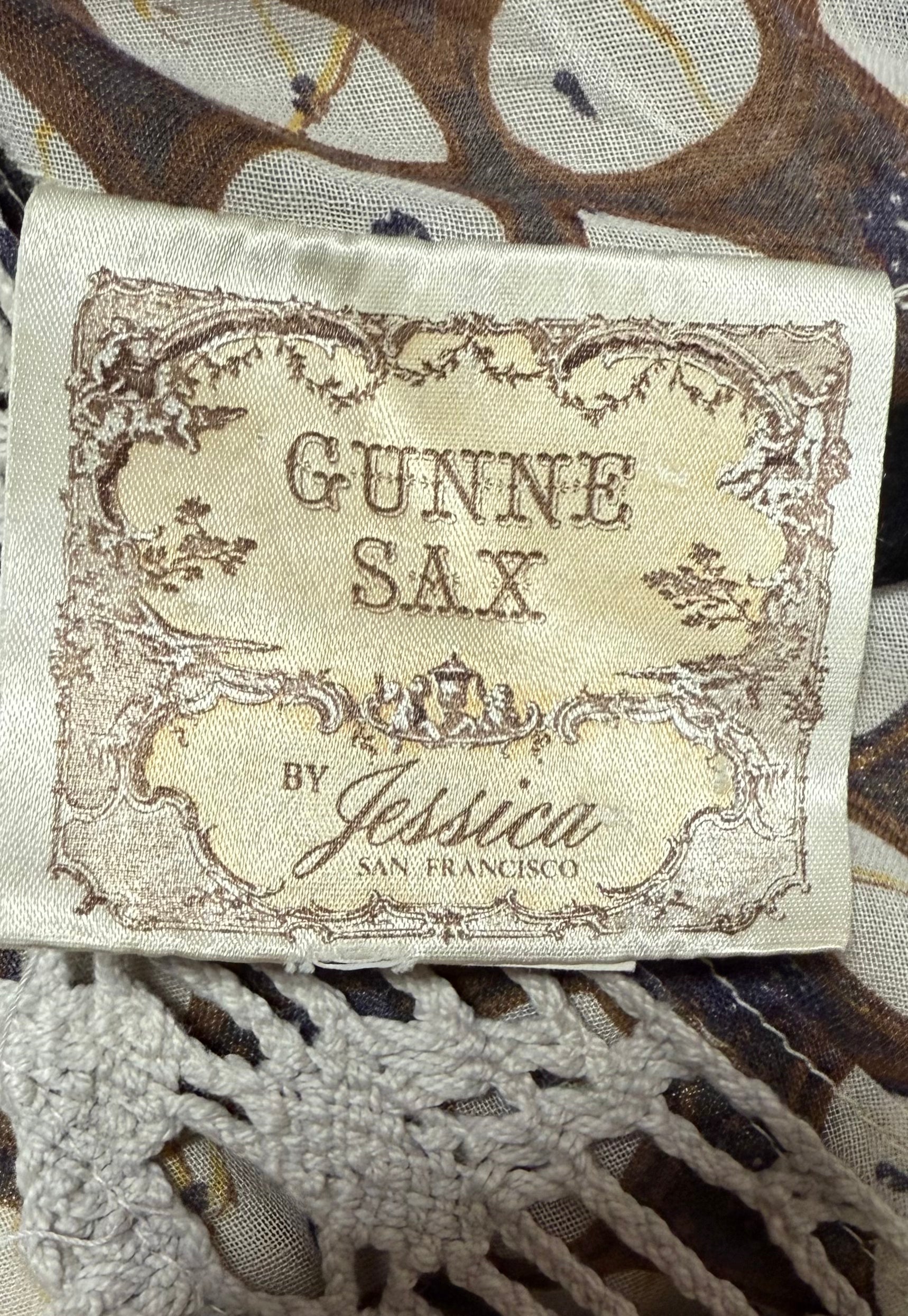 1970s Gunne Sax Prairie Dress with Lace Bib and Tiered Skirt