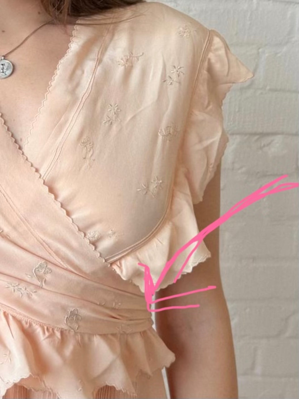 1930s Italian Blush Silk Embroidered Wrap Nightgown